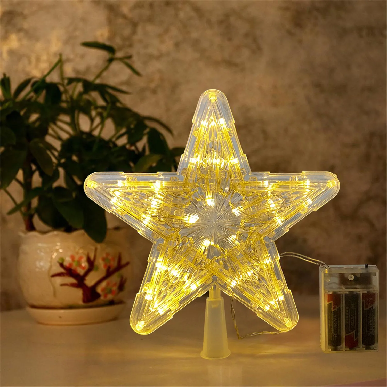 LED Star Christmas Tree Topper 24cm - Warm White, Clear by Julian Charles