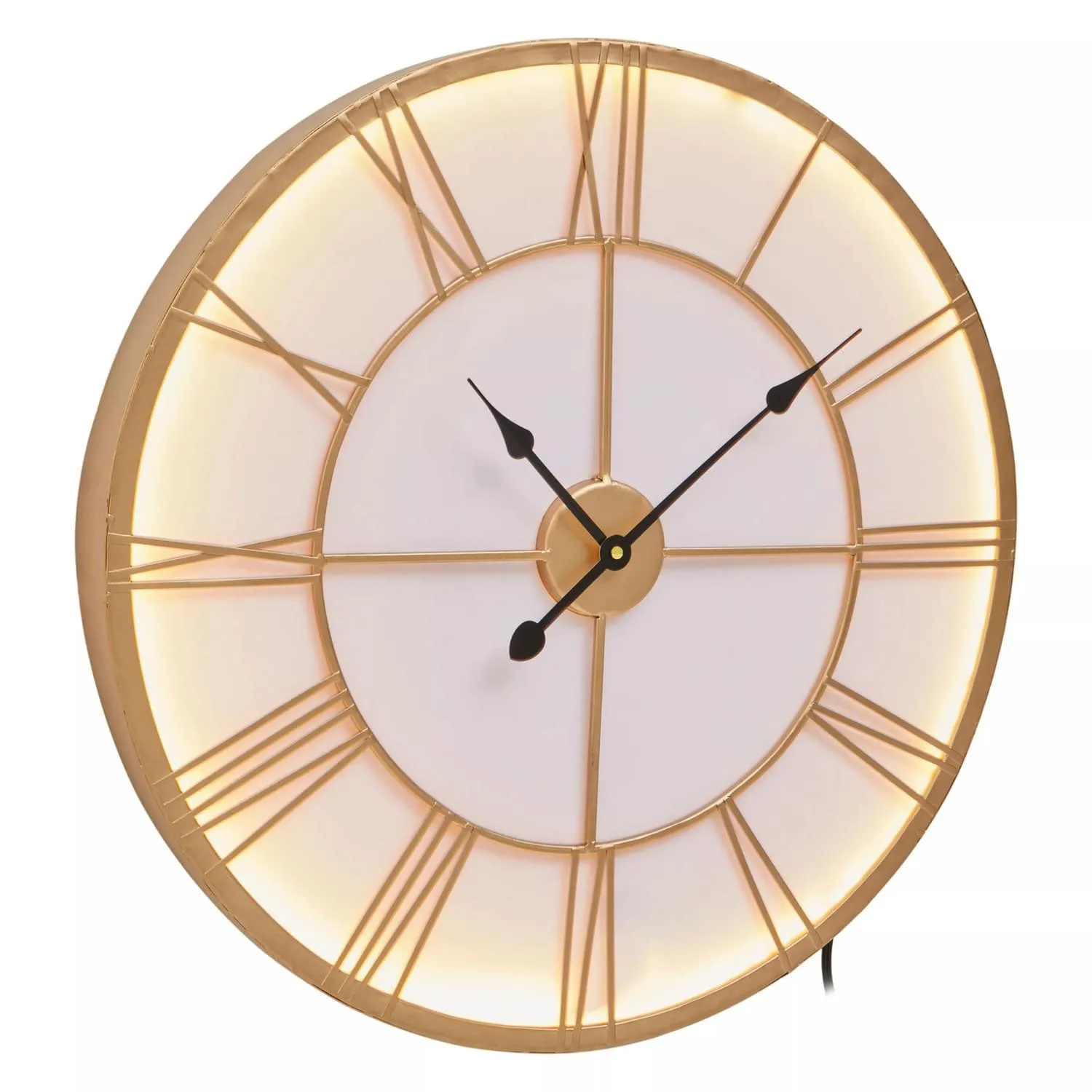 LED Wall Clock with Lighting - Gold, Metal