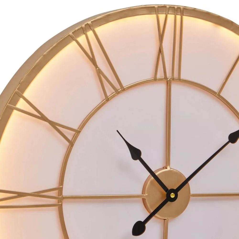 LED Wall Clock with Lighting - Gold, Metal image