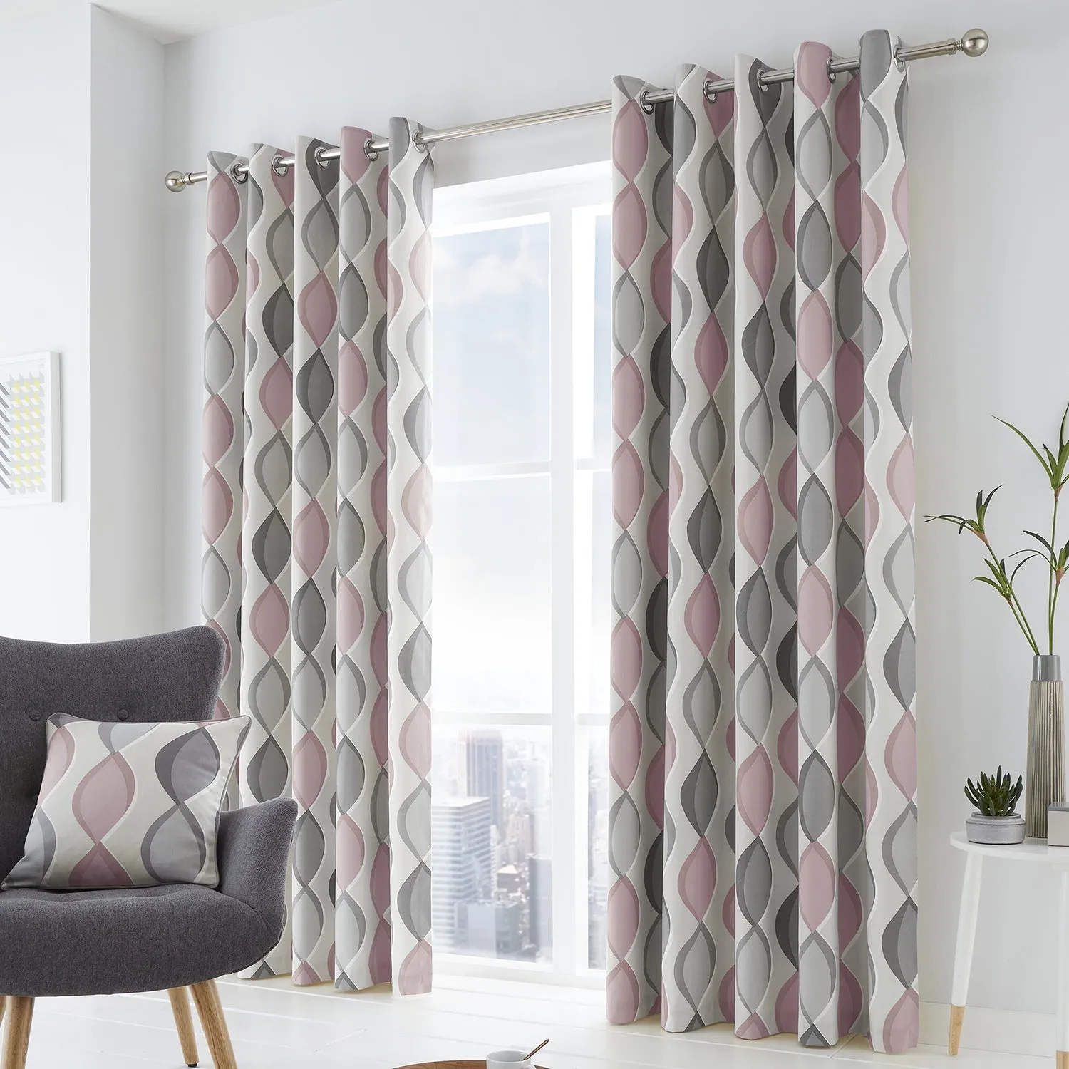 Lennox Eyelet Curtains - Blush Pink product
