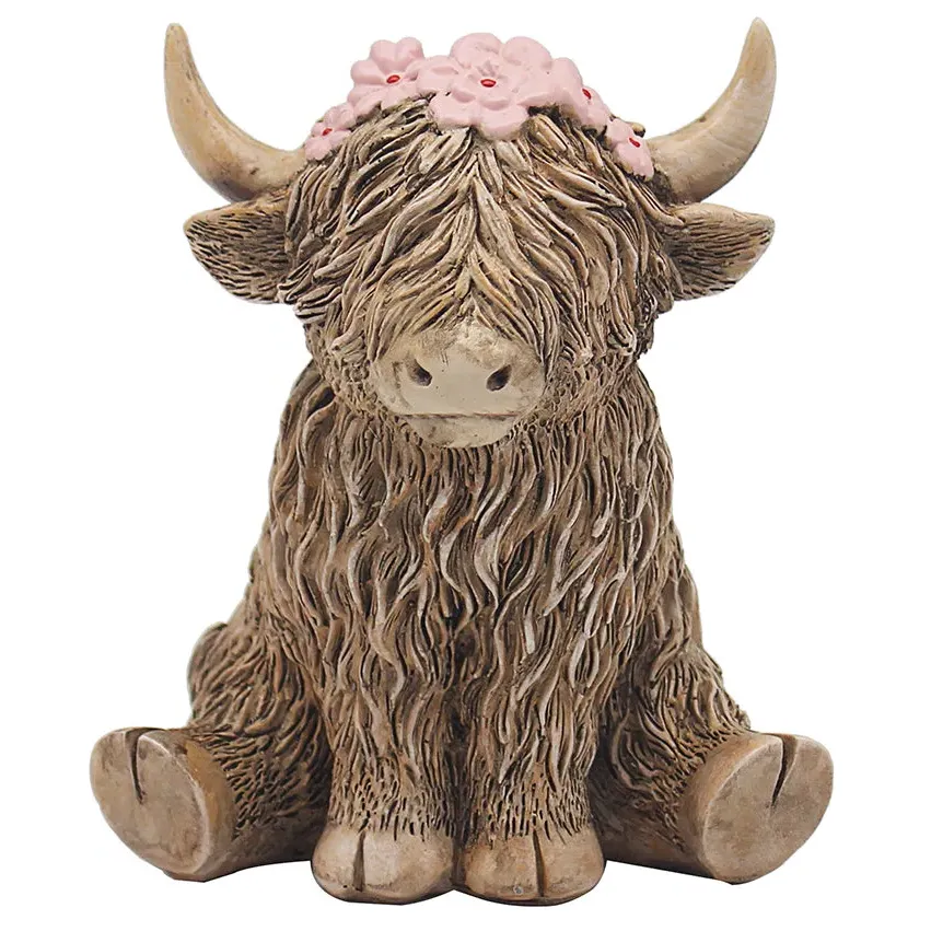 Leonardo Highland Cow Flowers Ornament by Julian Charles