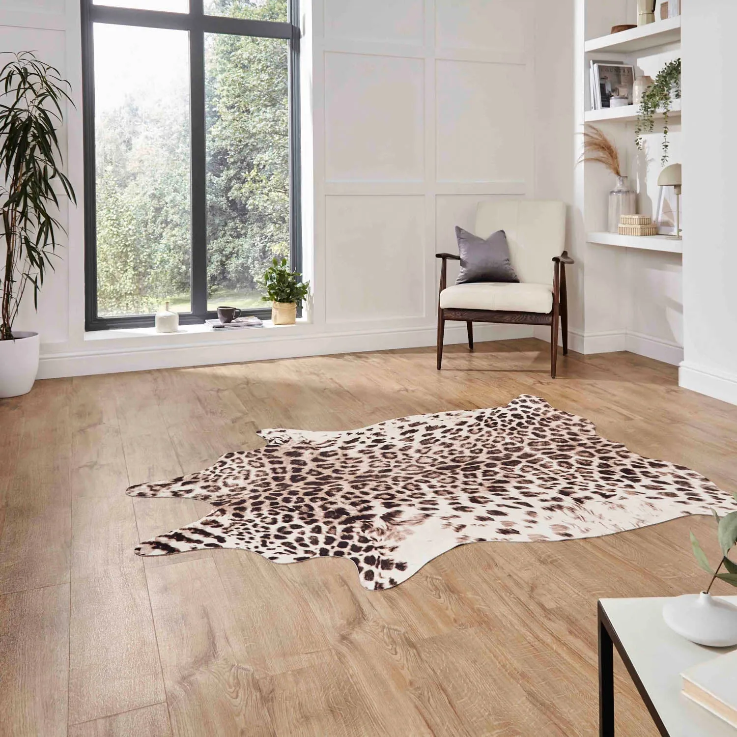 Leopard Print Rug - Brown, Faux Animal