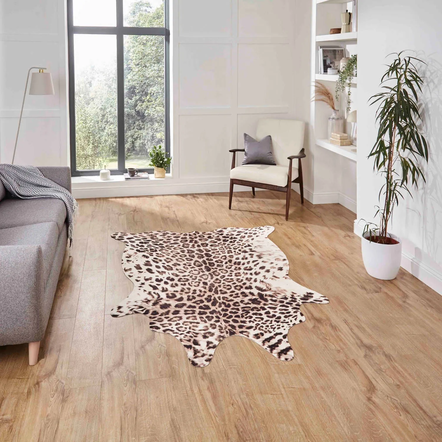 Leopard Print Rug - Brown, Faux Animal
