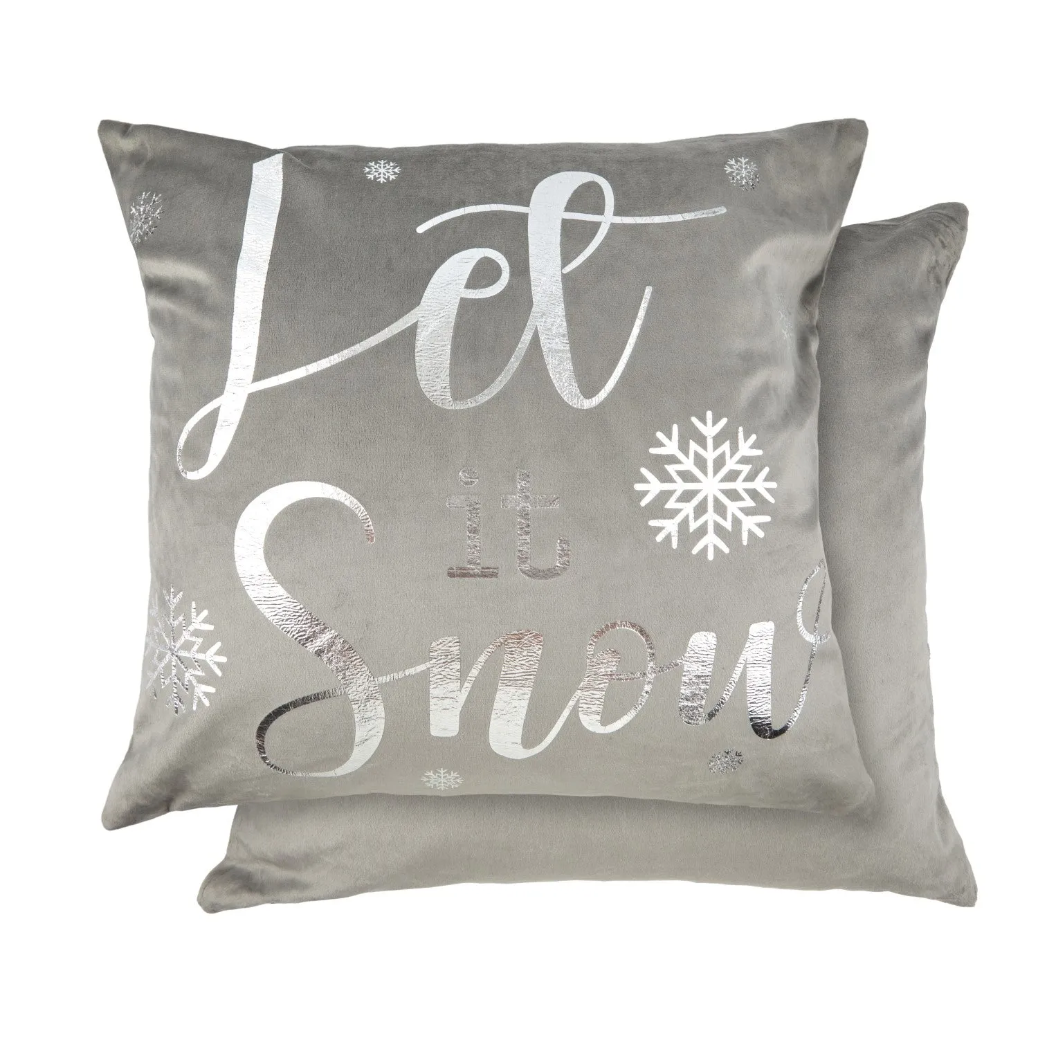 Let it Snow Velvet Cushion Cover Pair - Grey by Julian Charles