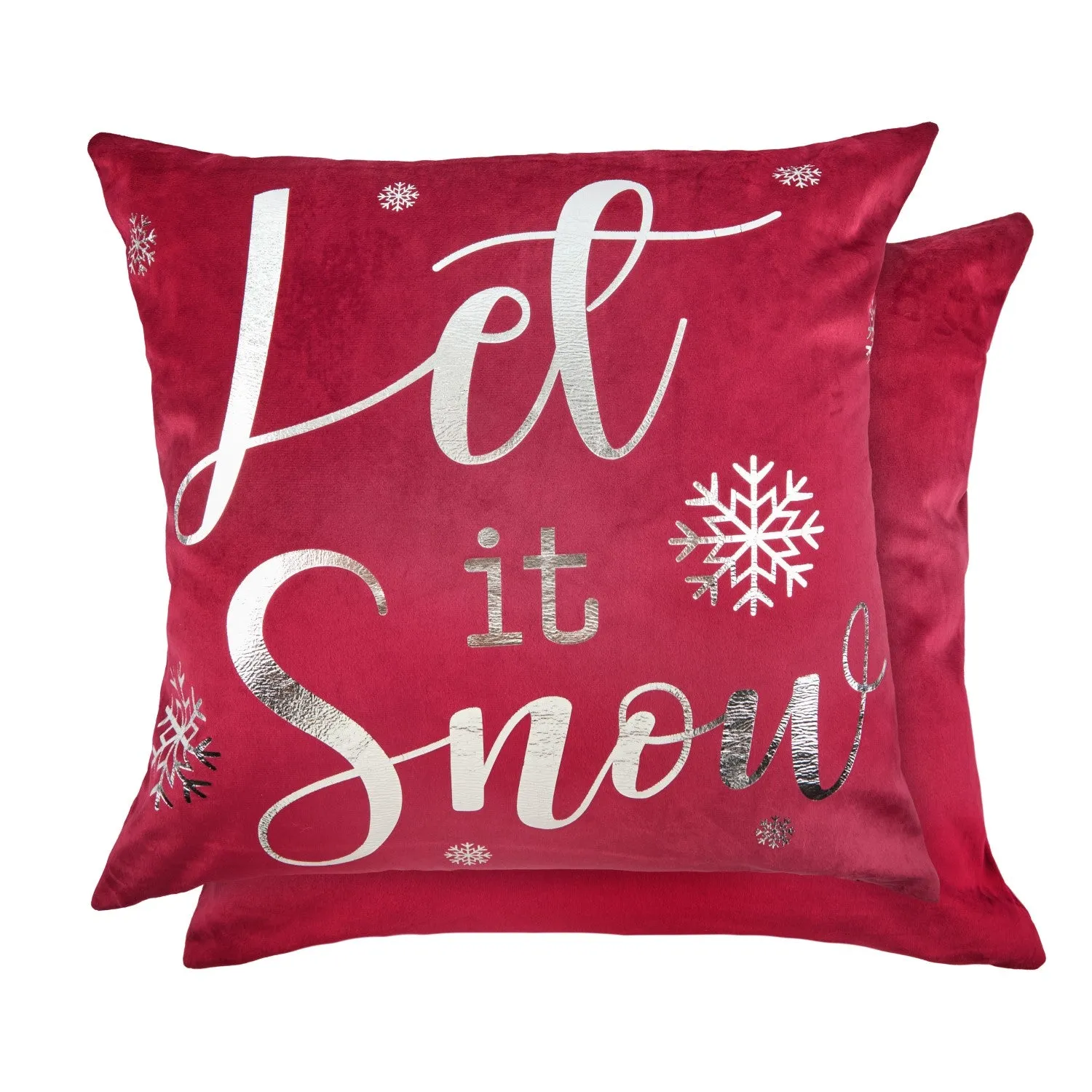 Let it Snow Velvet Cushion Cover Pair - Red by Julian Charles