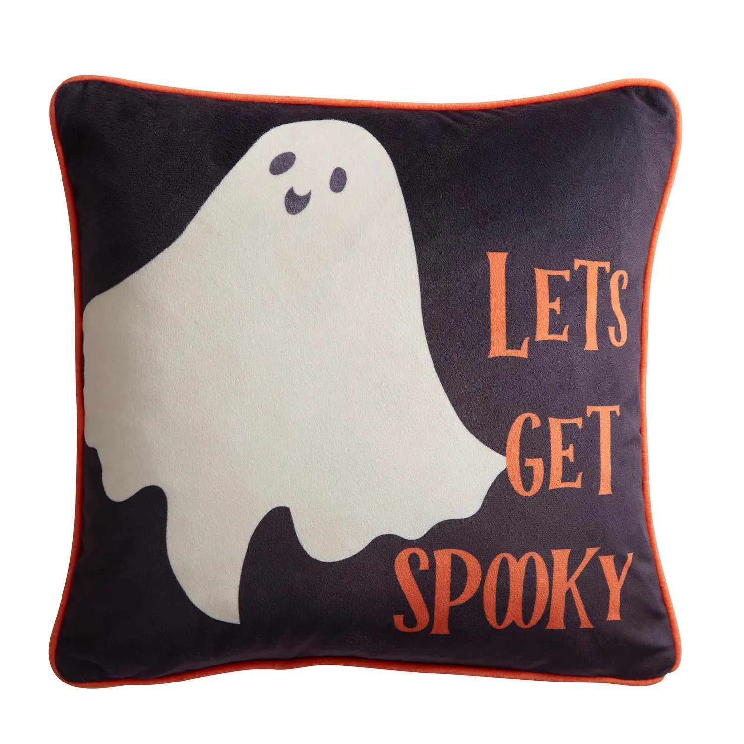 Lets Get Spooky Ghosts Velvet Cushion - Grey, Velvet by Julian Charles