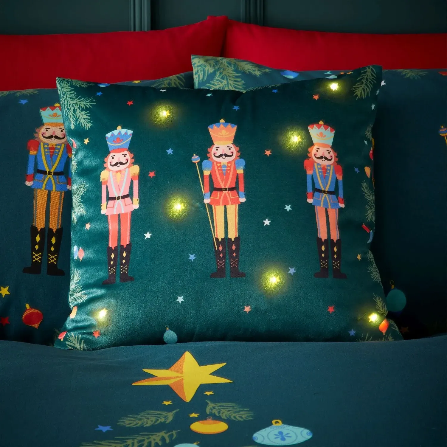 Light Up Cushion with LED - Green, Velvet image
