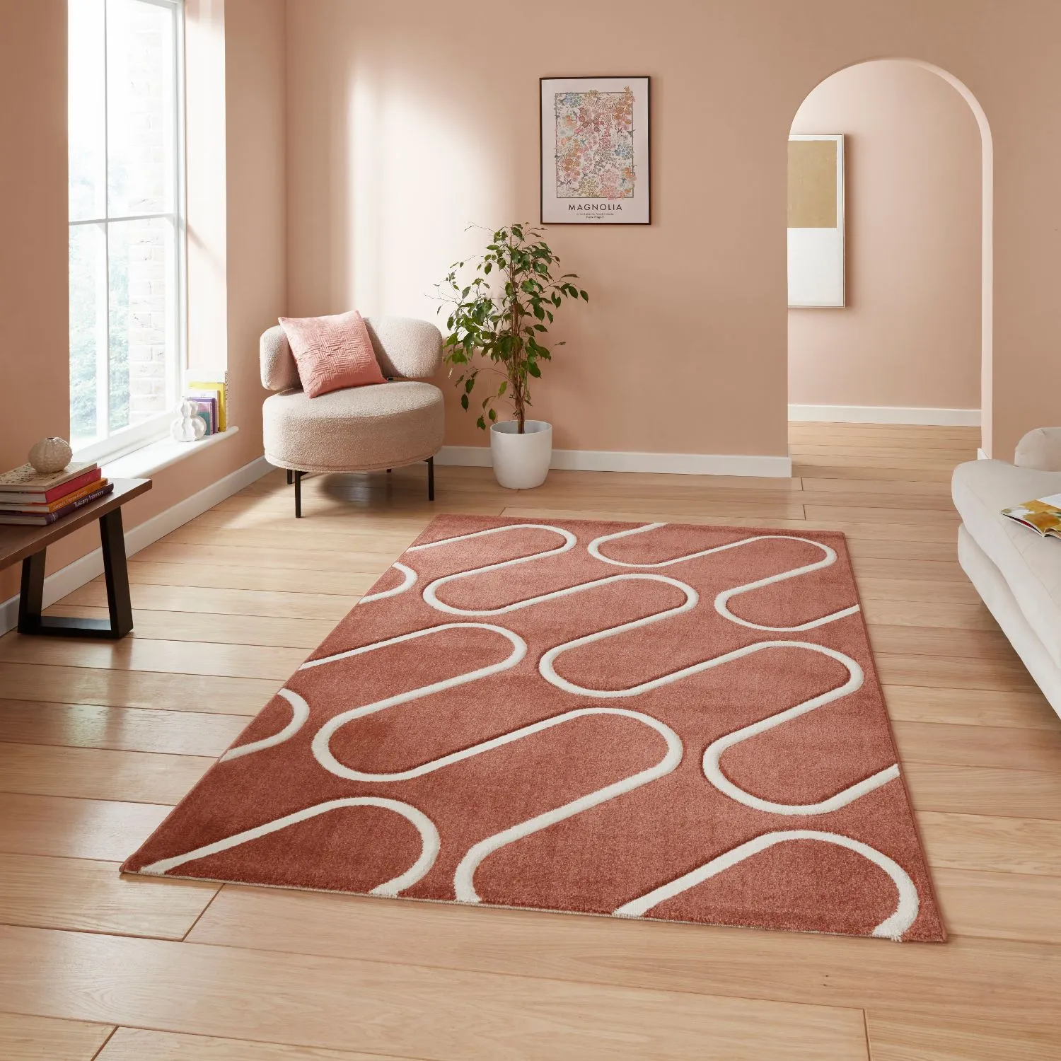 Linear Curve Rug - Terracotta, Polypropylene