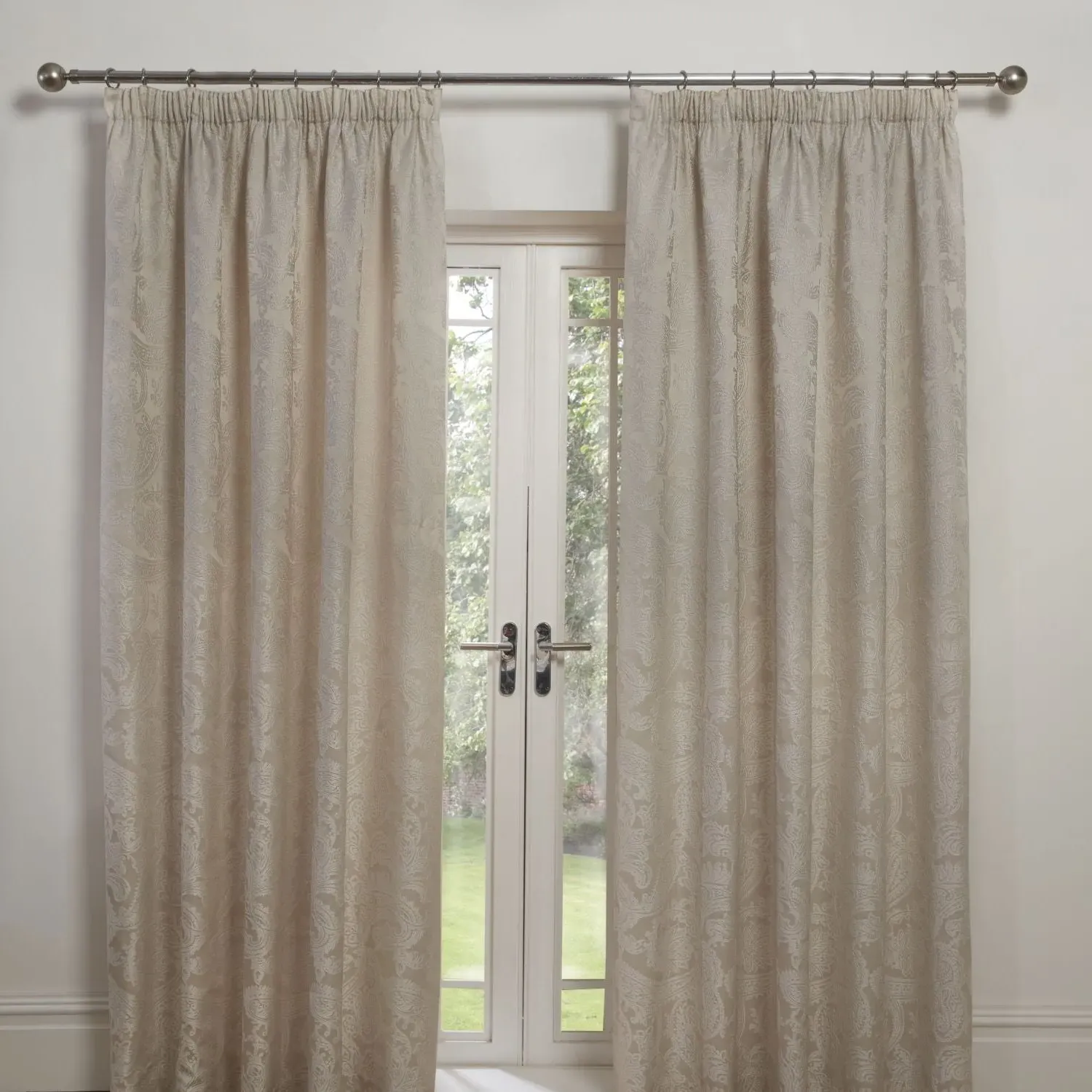 Lined Pencil Pleat Curtains - Cream, Velvet image