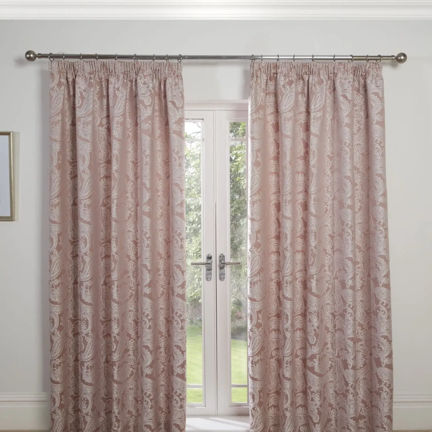 Lined Pencil Pleat Curtains - Pink, Velvet