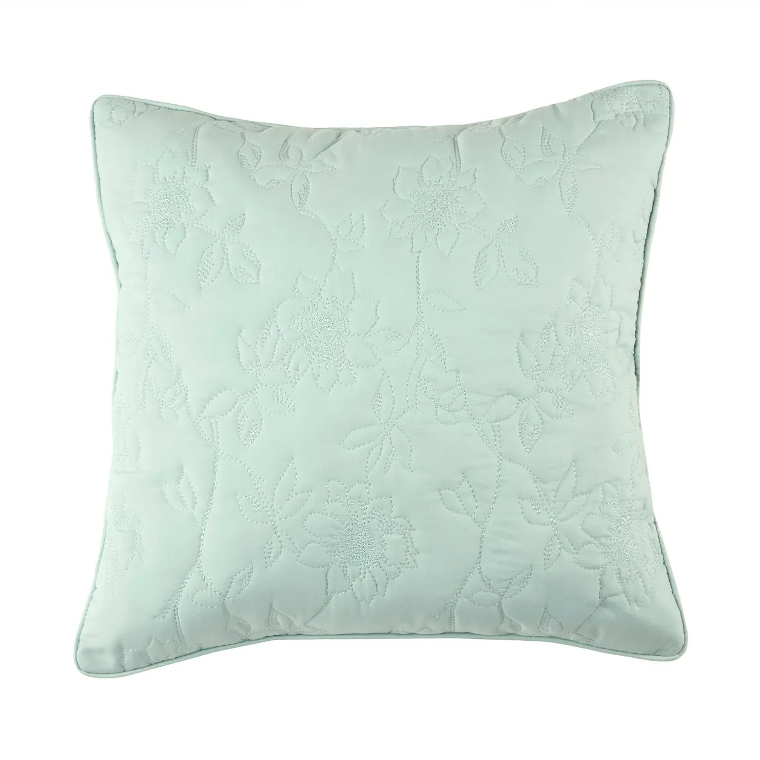 Lottie Quilted Filled Square Cushion - Green, Cotton product