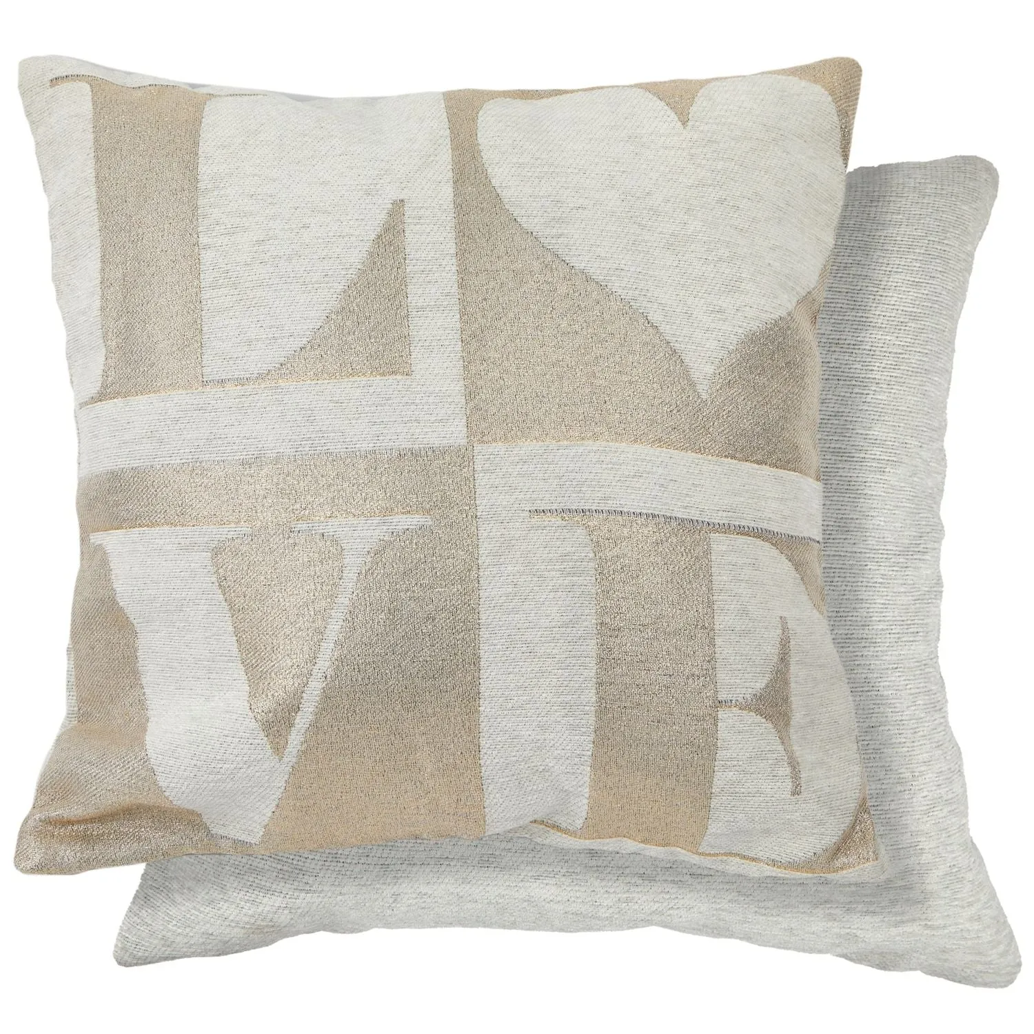 Love Cushion Covers Pair - Cream, Chenille