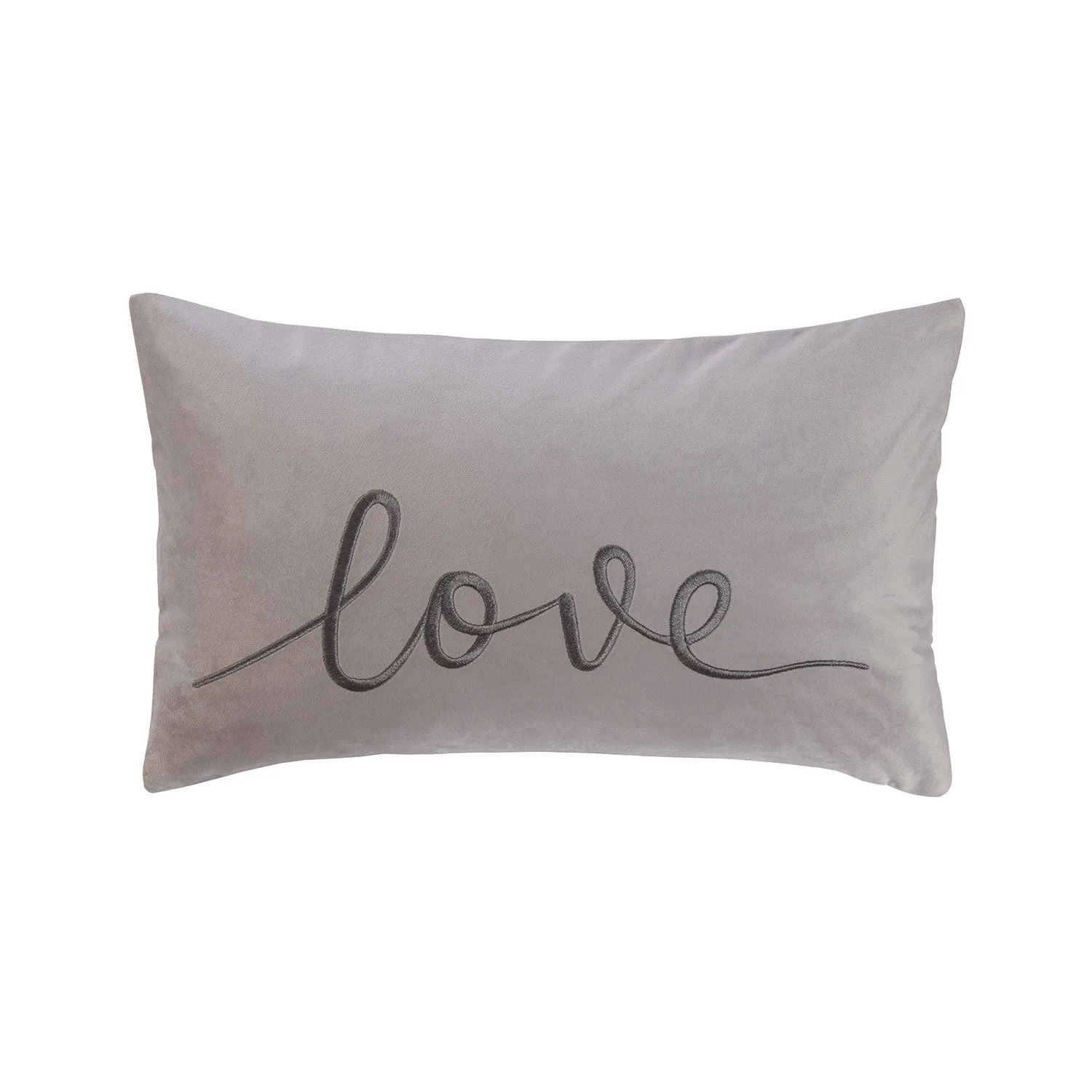 Love Velvet Embroidered Cushion - Silver Grey, Velvet product