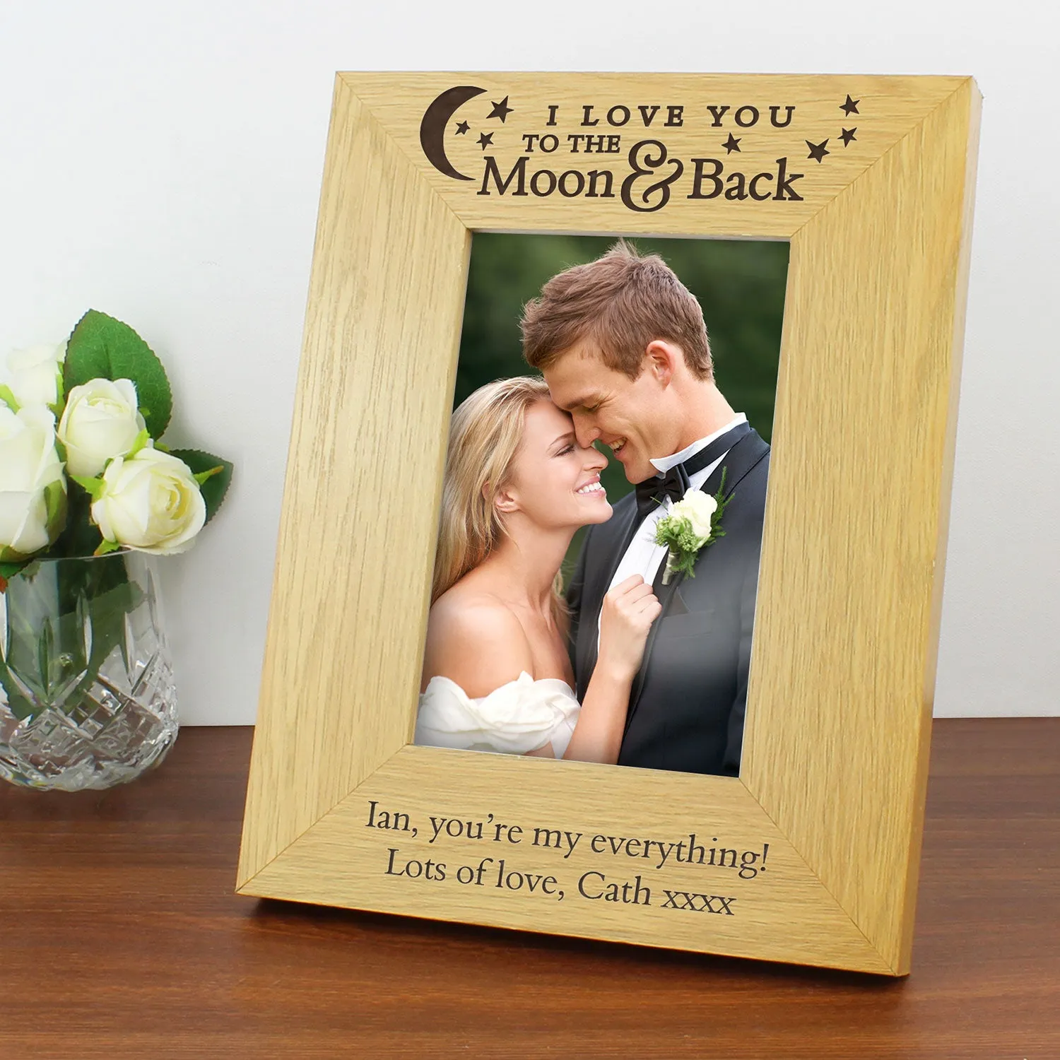 Love You to the Moon & Back Personalised Picture Frame - Brown, Oak product