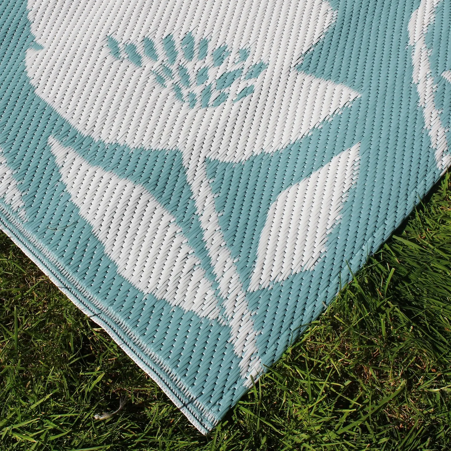 Outdoor Rug with Floral Pattern - Blue alternate view