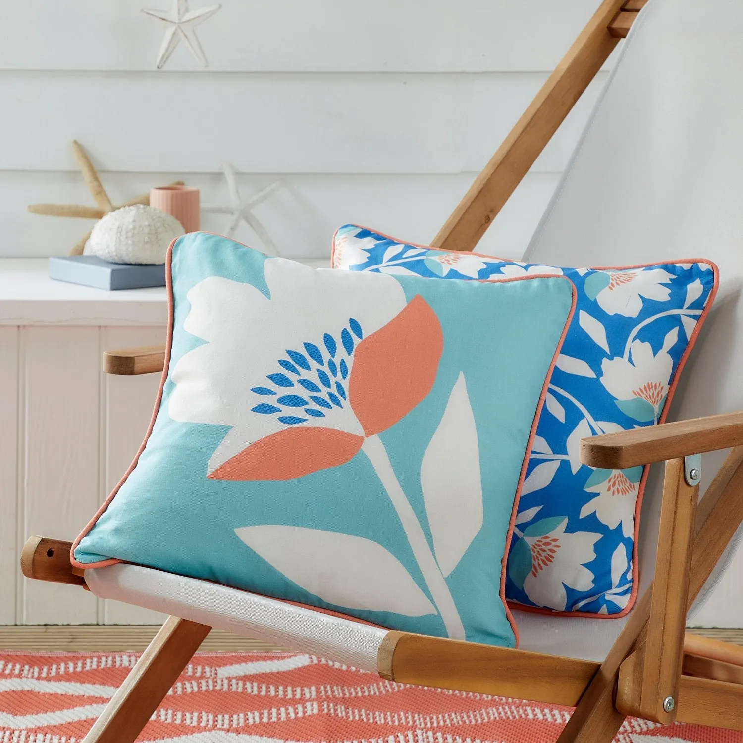 Square Outdoor Cushion Reversible - Blue, Cotton product