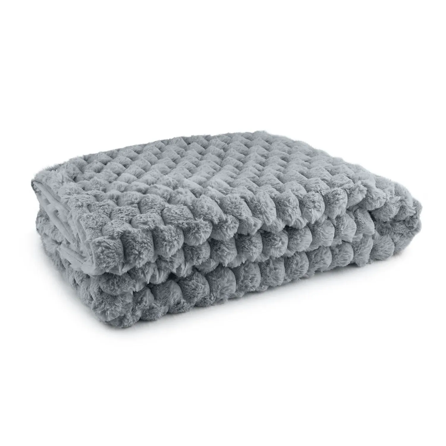 Lush Faux Fur Throw Blanket - Grey, Polyester product