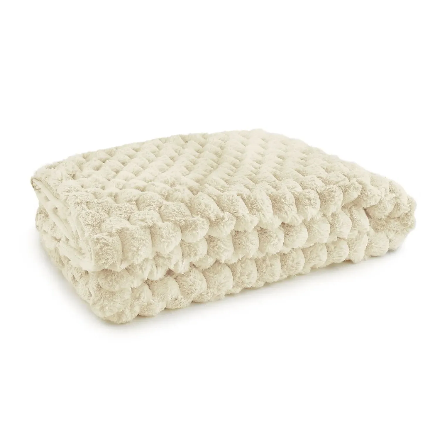 Lush Fluffy Faux Fur Throw Blanket - Cream, Polyester product