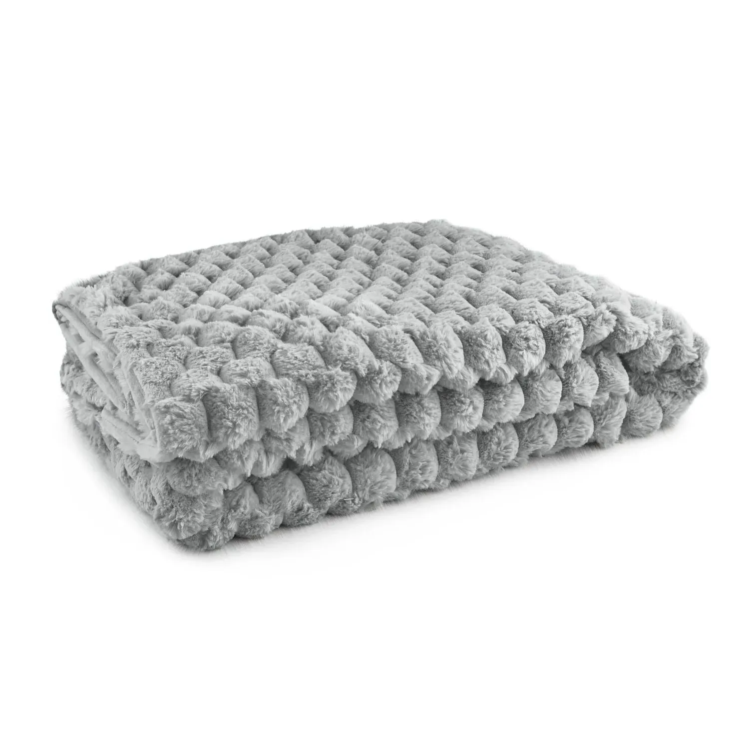 Lush Silver Faux Fur Throw Blanket - Grey, Polyester product