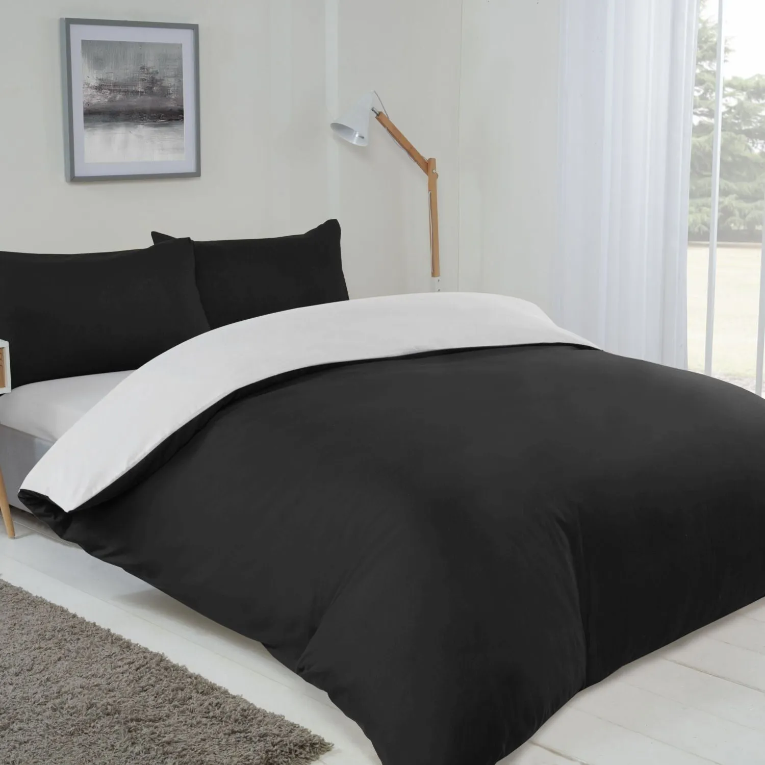 Single Reversible Duvet Set - Black & White alternate view