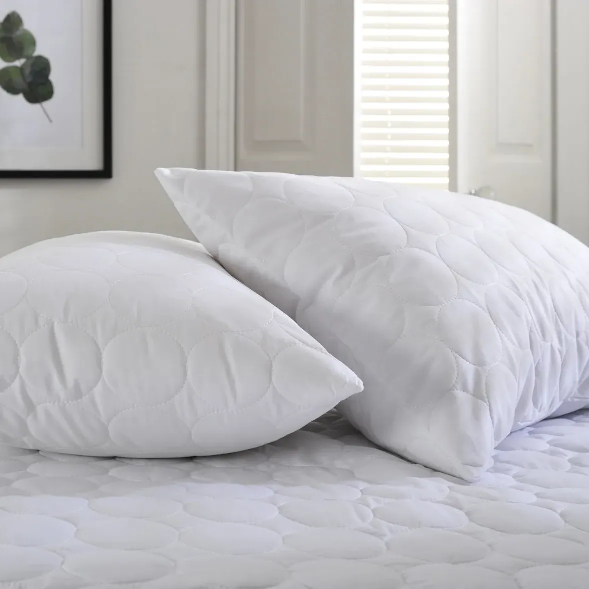 Lyndon Company Cotton Quilted Pillow Protector Pair - White product