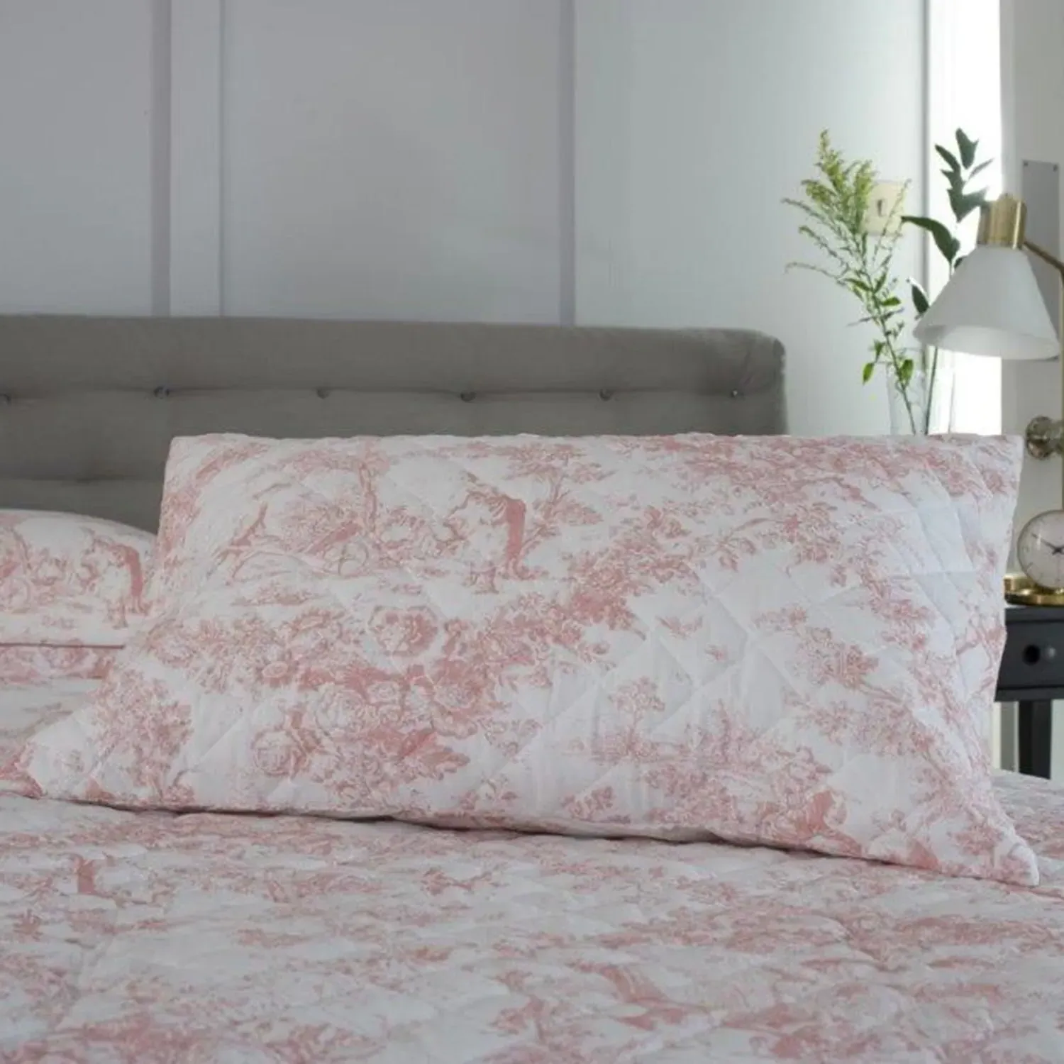 Lyndon Company Toile Quilted Pillow Cases Pair - Pink, Cotton product