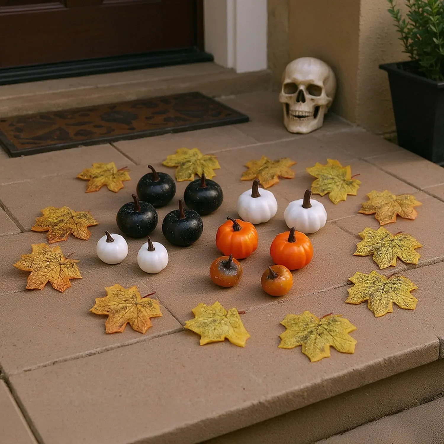 Maple Leaves and Pumpkin Ornament Set 24 Piece - Multi by Julian Charles, alternate view