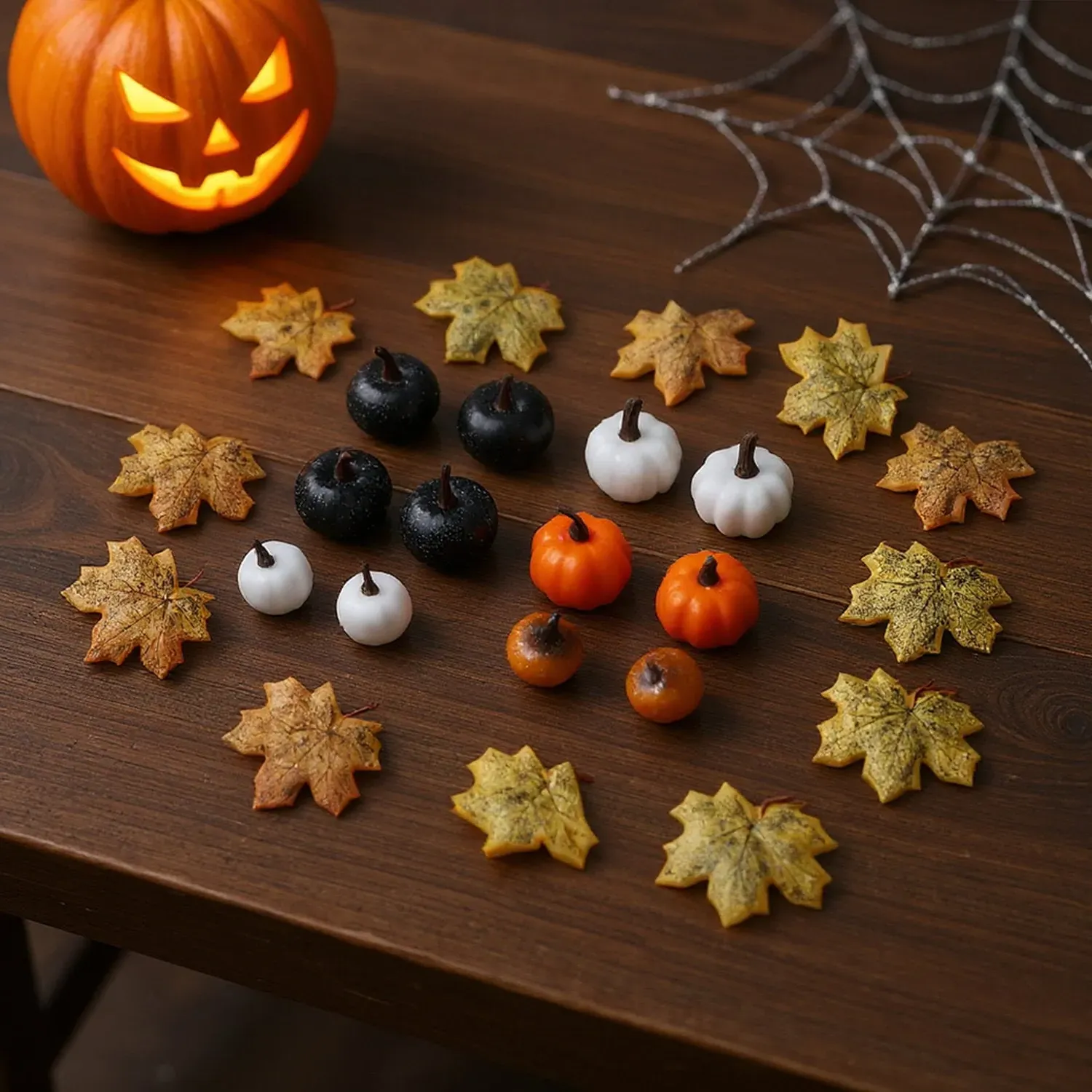 Maple Leaves and Pumpkin Ornament Set 24 Piece - Multi by Julian Charles