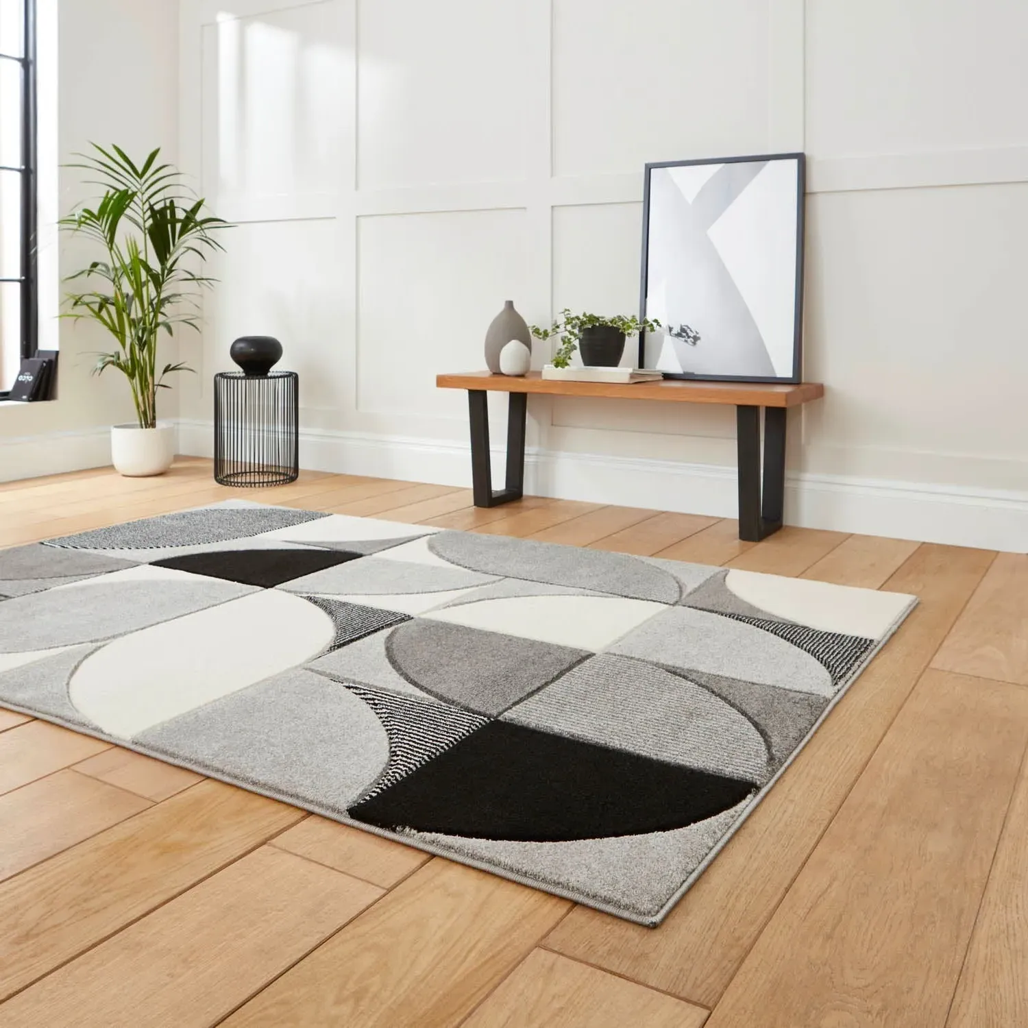 Matrix Hand-Carved Rug - Grey