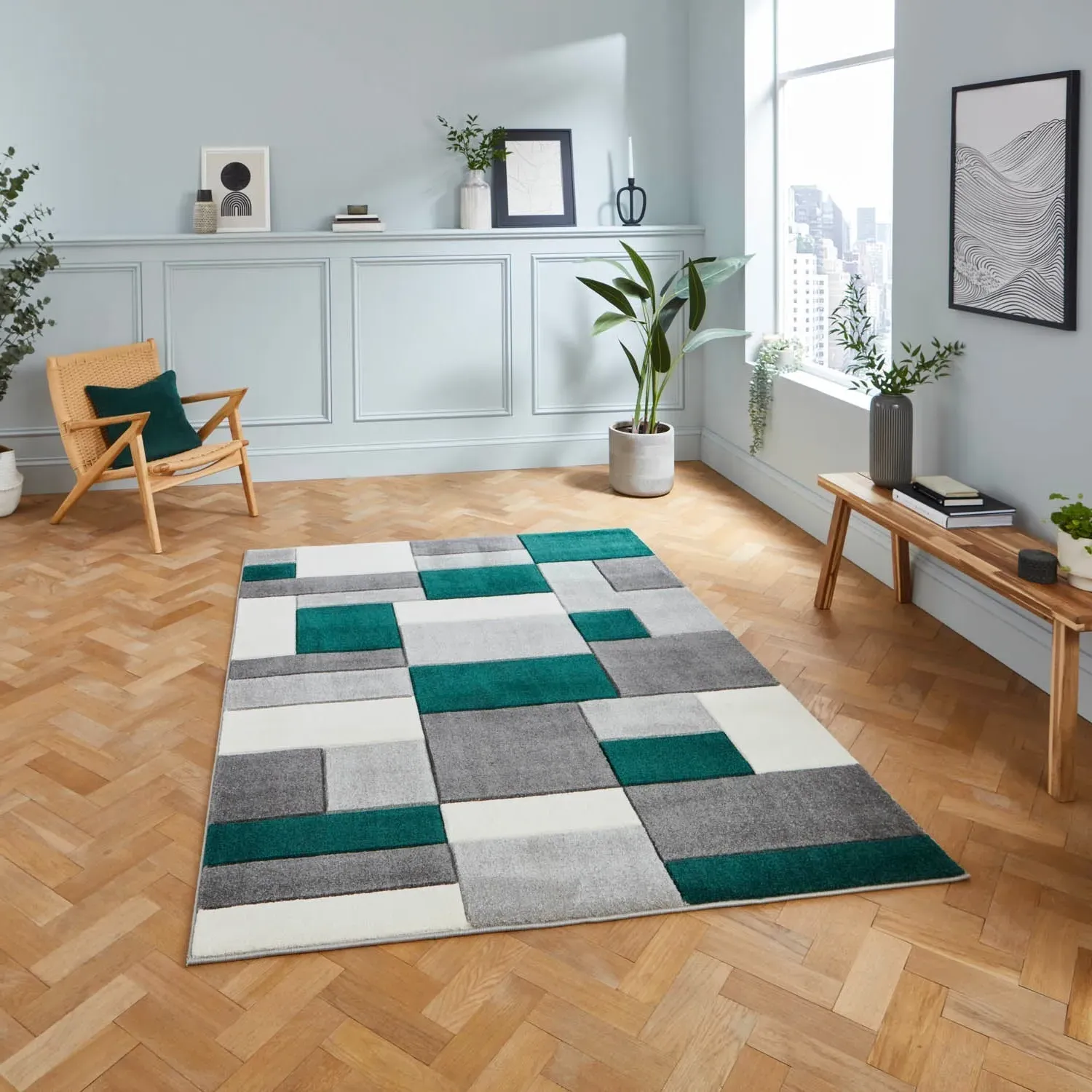 Matrix MT61 Rug - Grey/Green by Julian Charles