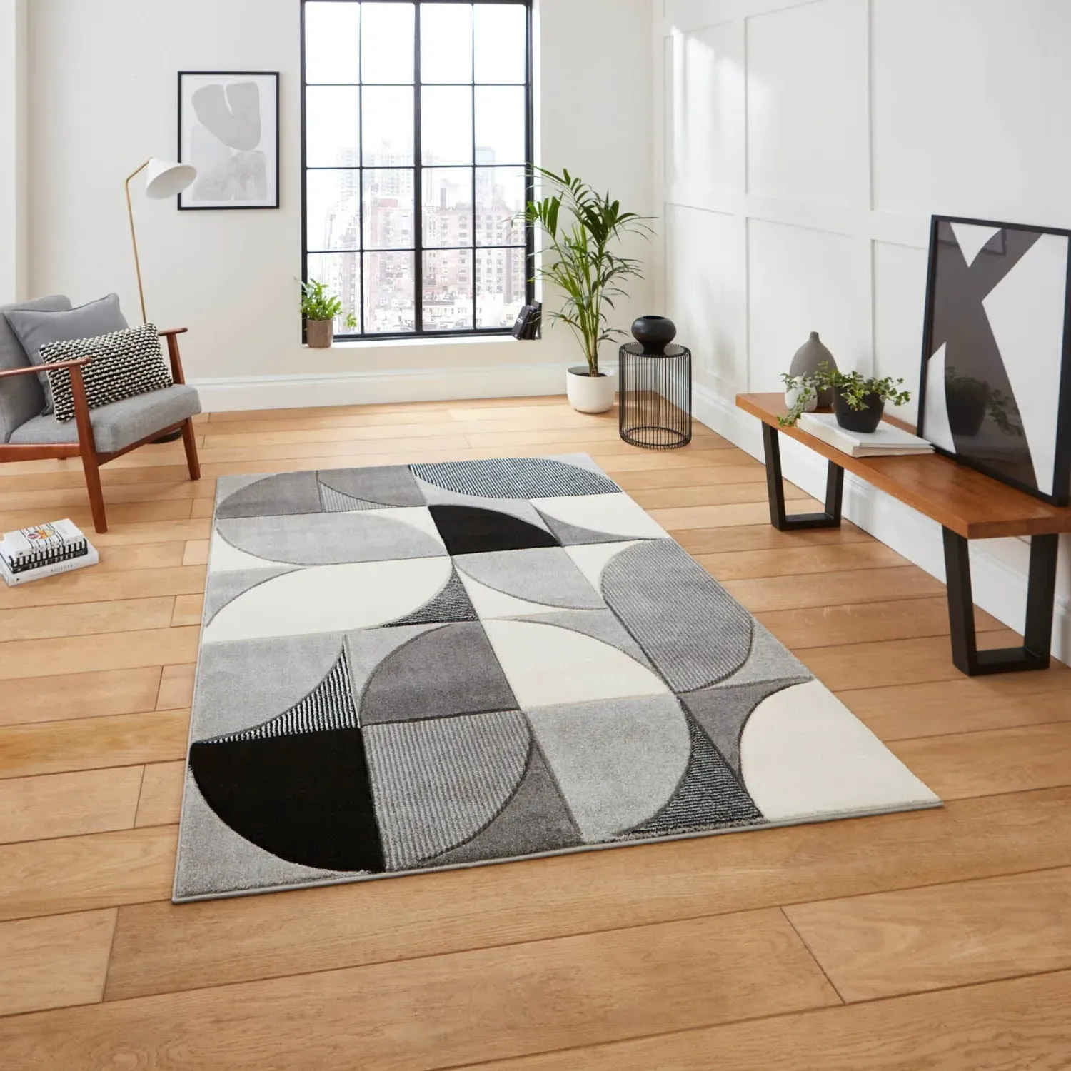 Matrix MT63 Rug - Grey/Black by Julian Charles