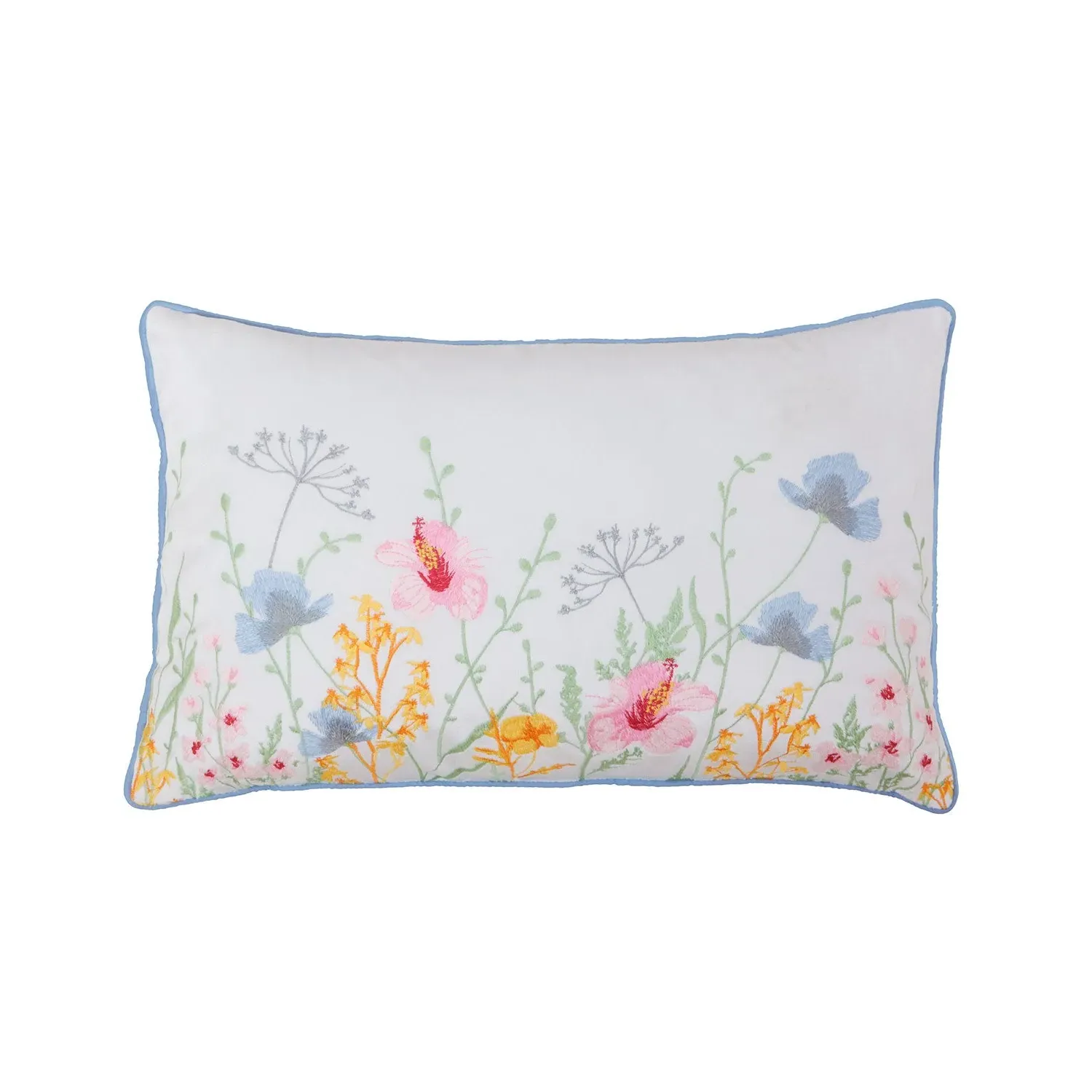 Meadow Floral Embroidered Boudoir Cushion - Multi product