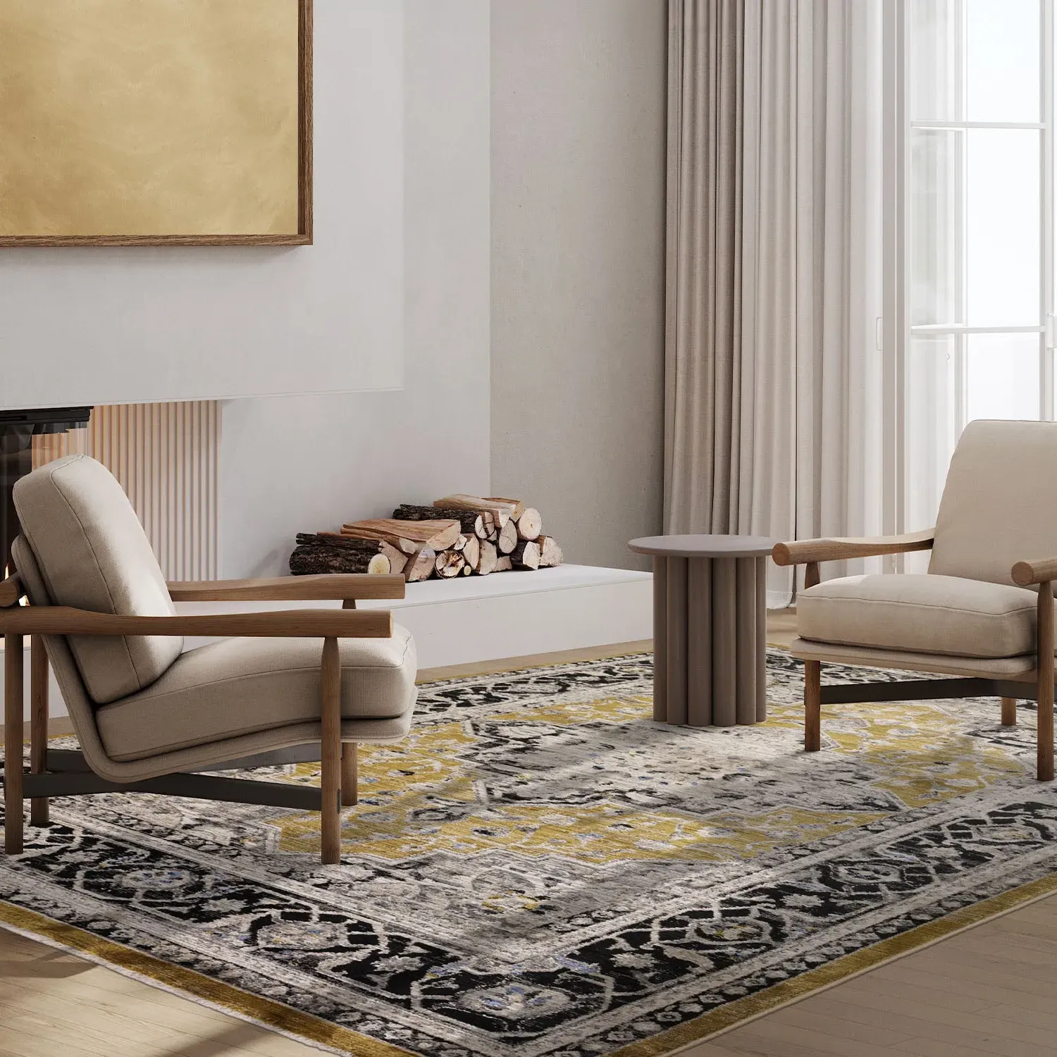 Medallion Area Rug - Gold image