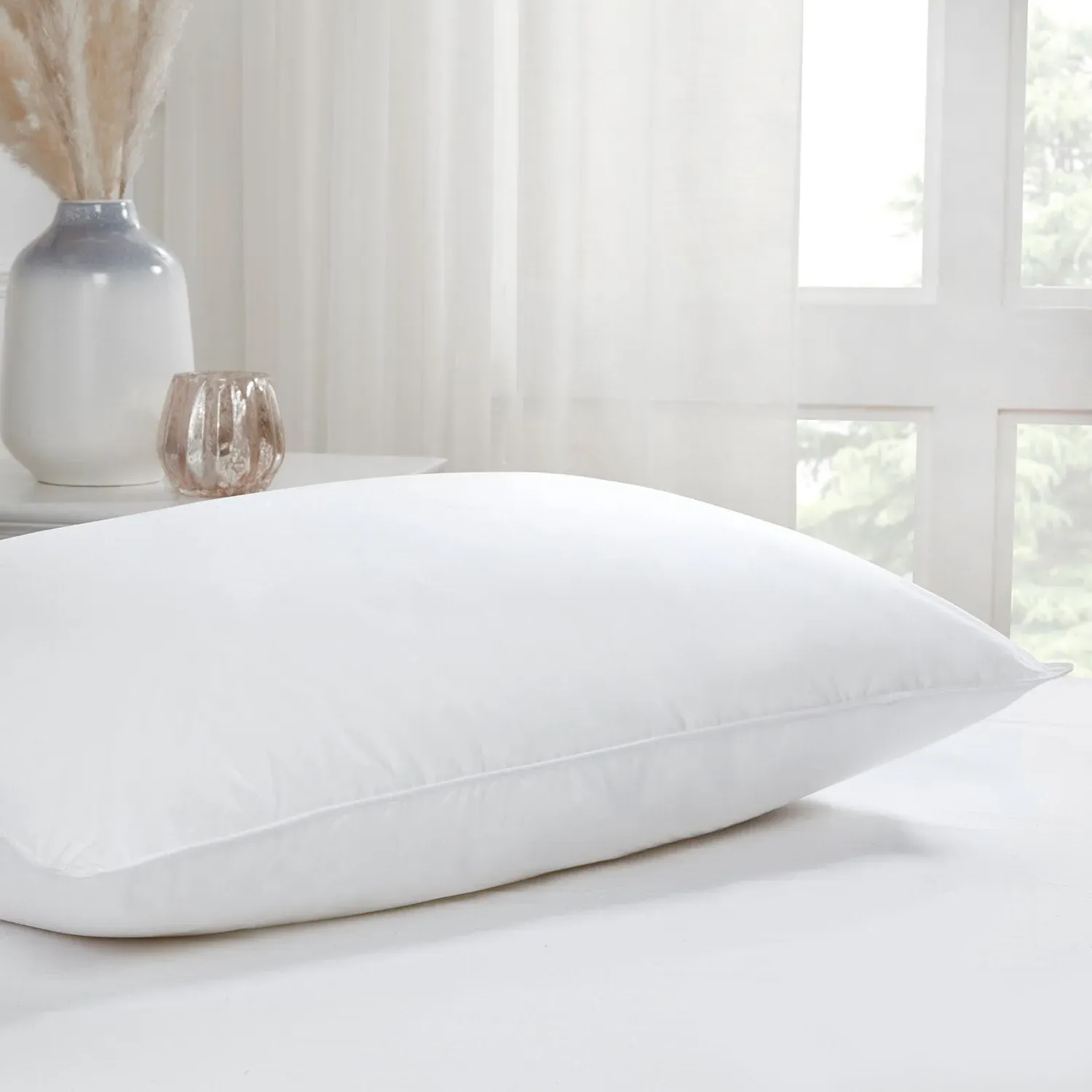 Medium Hotel Pillow with Microfibre - White, Cotton