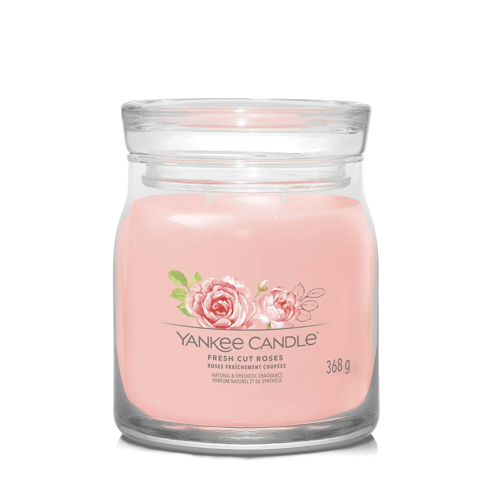 Medium Jar Candle Fresh Cut Roses - Pink, Soy Wax