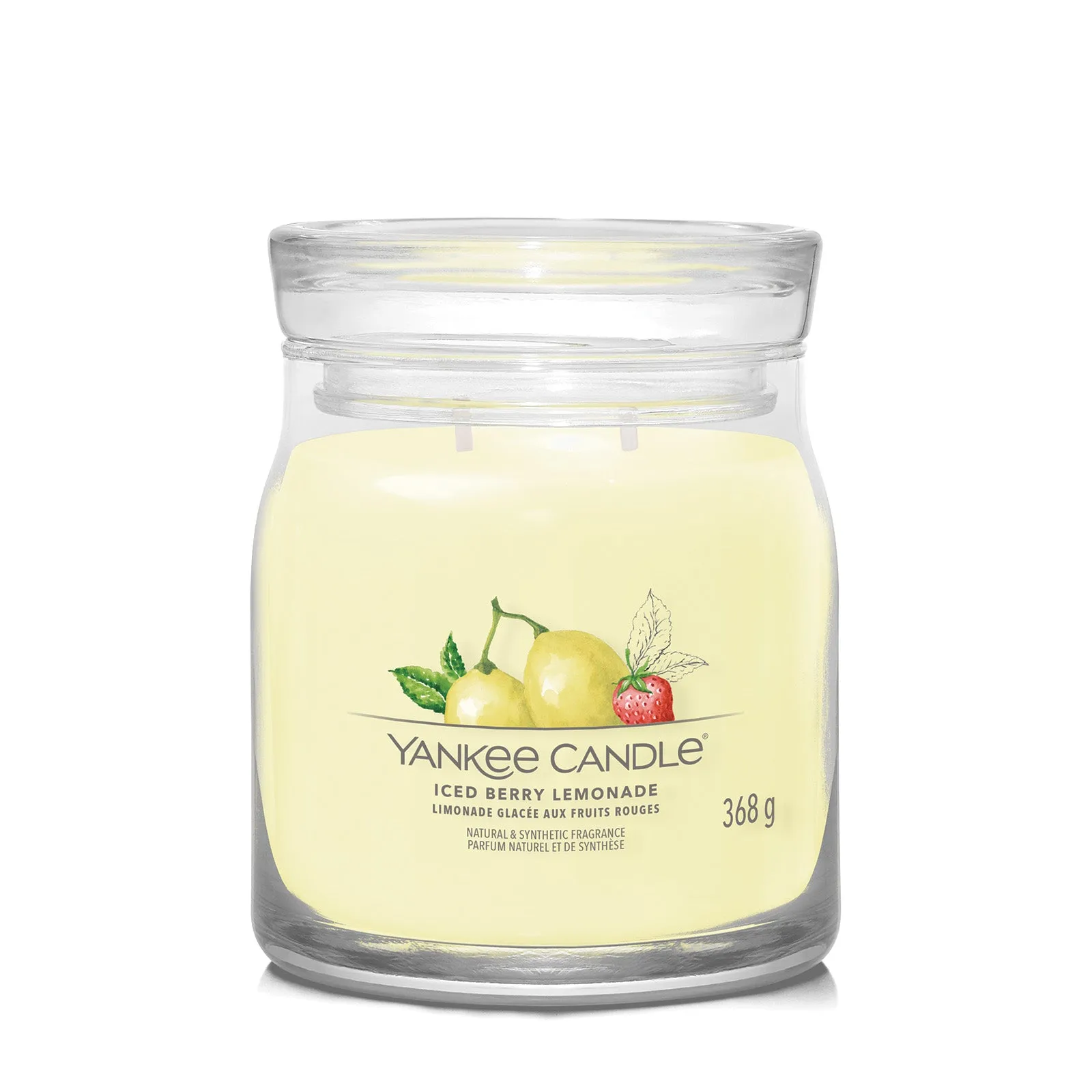 Medium Jar Candle Iced Berry Lemonade - Yellow, Soy Wax