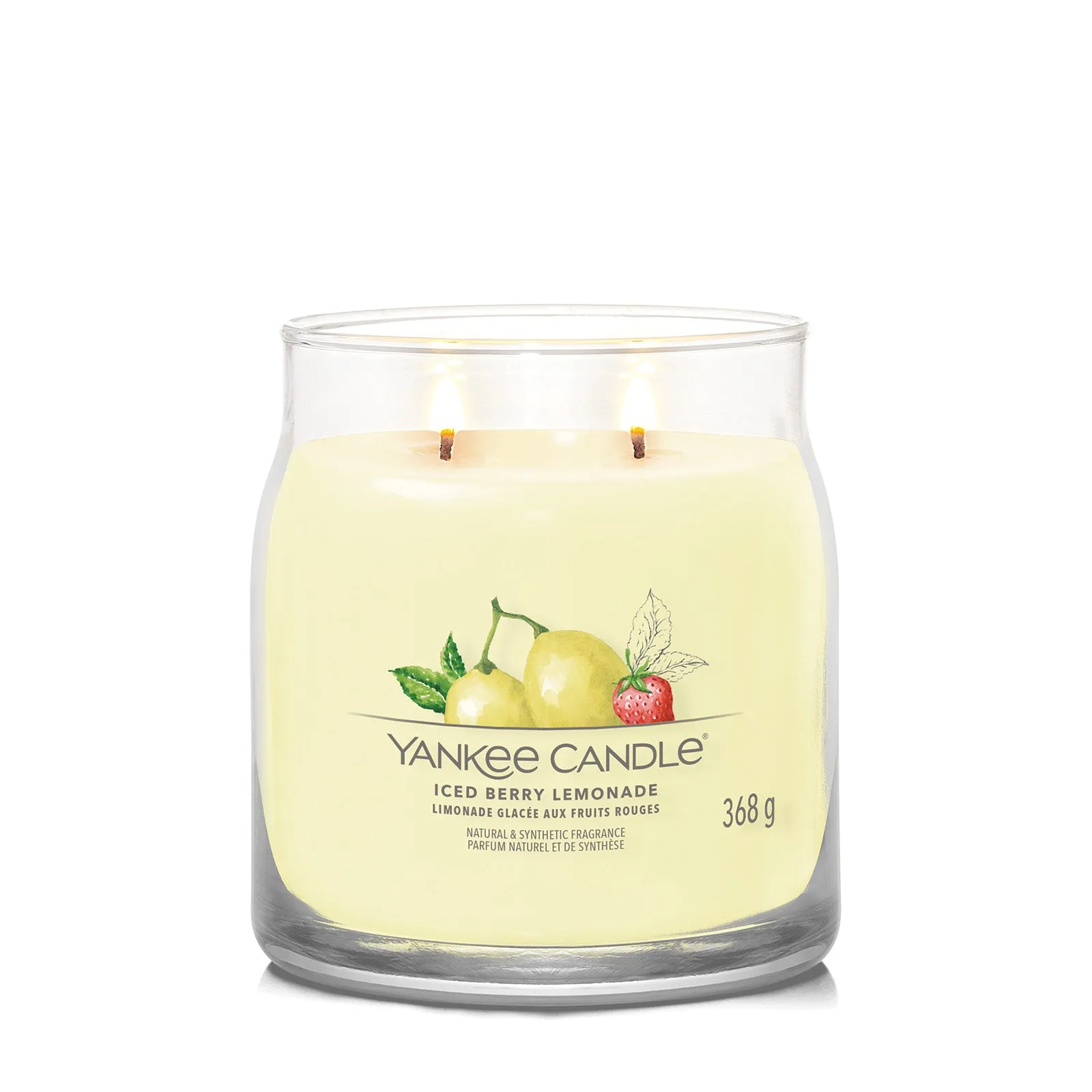 Medium Jar Candle Iced Berry Lemonade - Yellow, Soy Wax