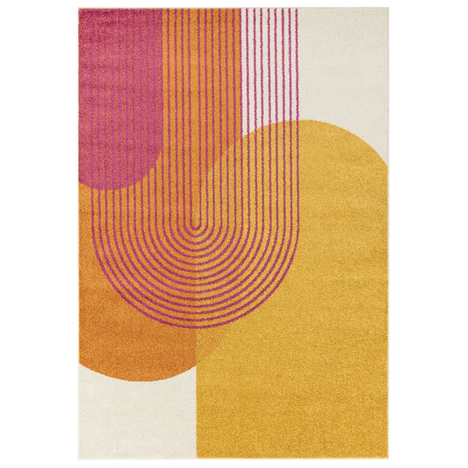 Medium Retro Rug with Vibrant Design - Orange