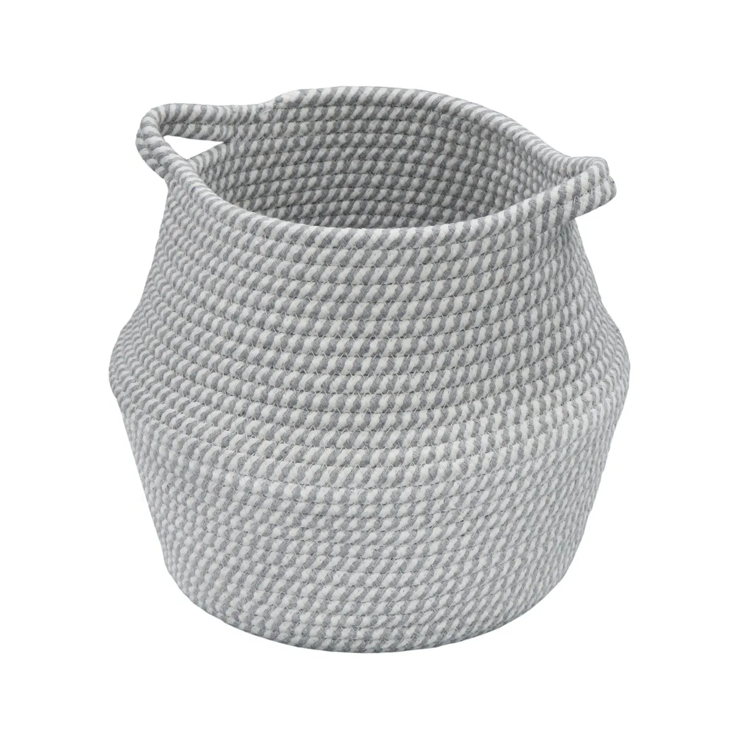 Medium Round Belly Storage Basket - Grey, Cotton