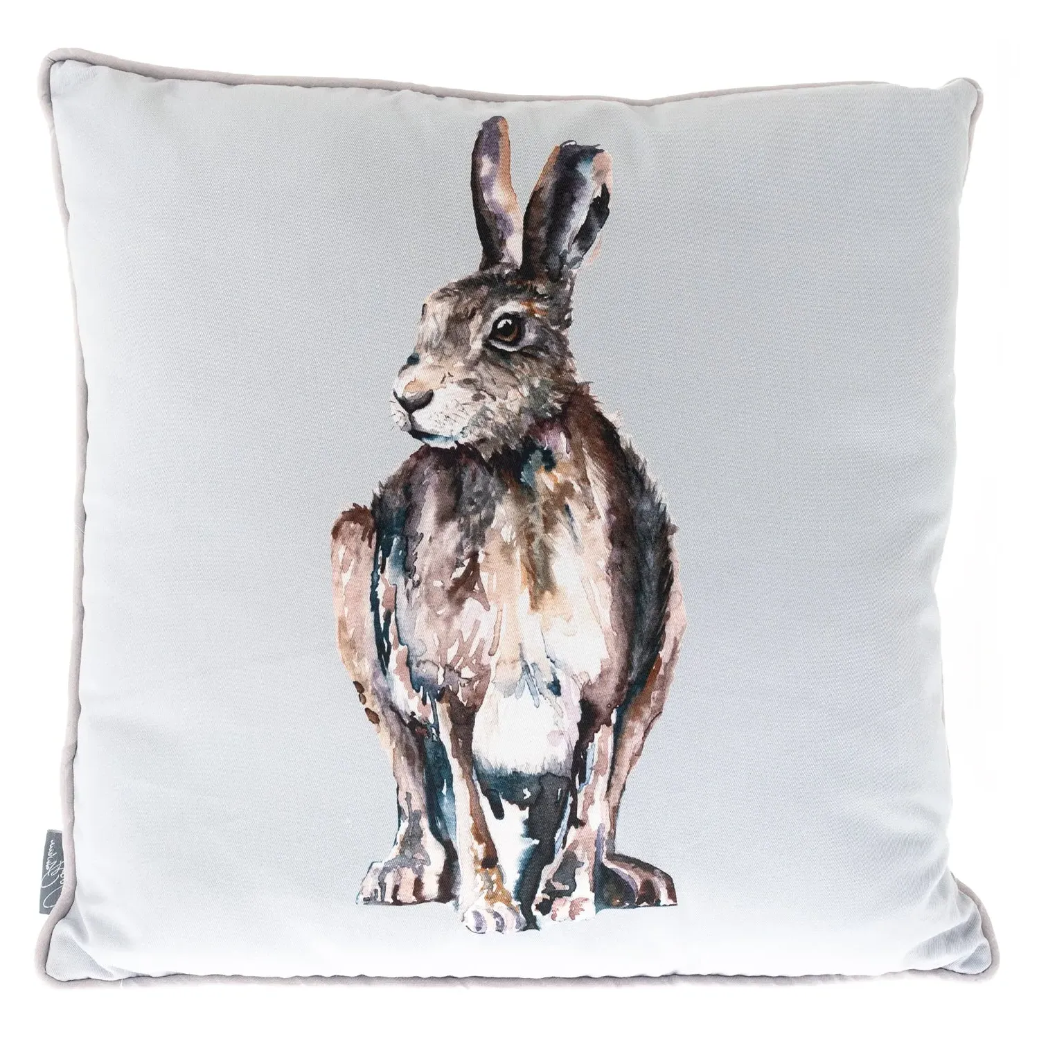 Meg Hawkins Hare Square Cushion - White, Cotton product