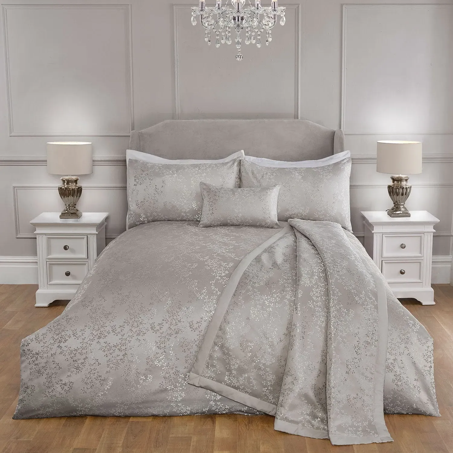 Melody King Size Duvet Set - Silver, Jacquard product