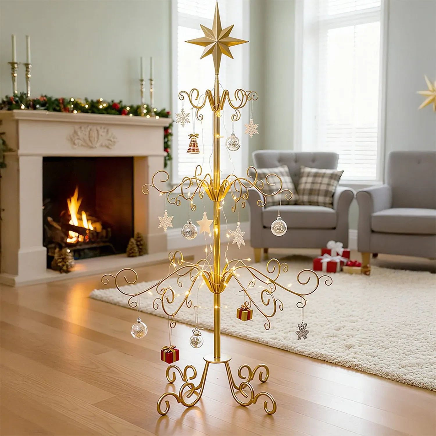 Metal Christmas Ornament Display Stand 90cm - Gold by Julian Charles