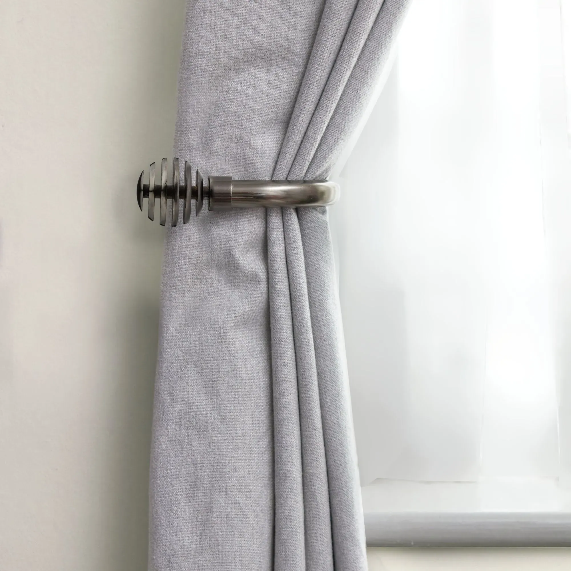 Metal Sliced Curtain Holdbacks Pair - Black product