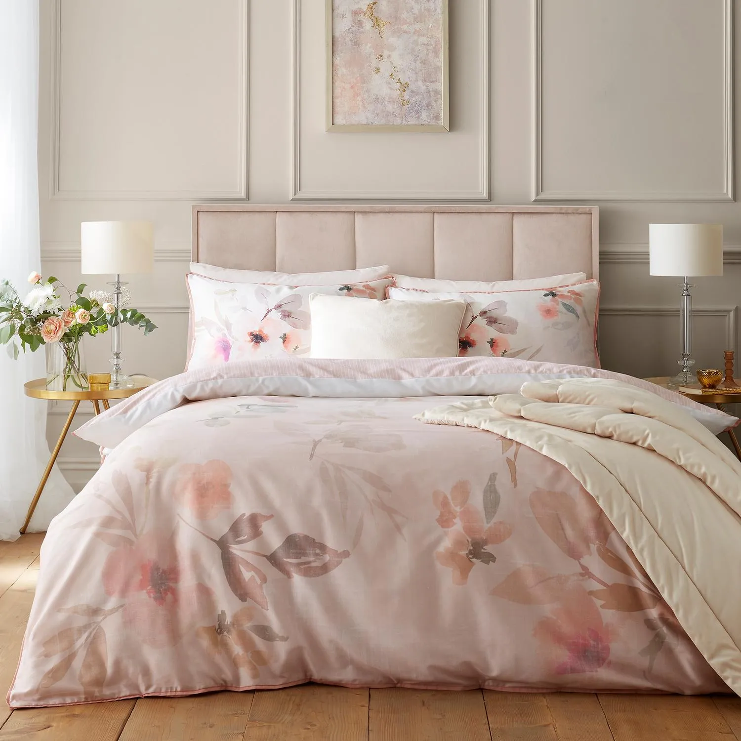 Mia Floral Blooms Double Duvet Set - Natural, Cotton Sateen product