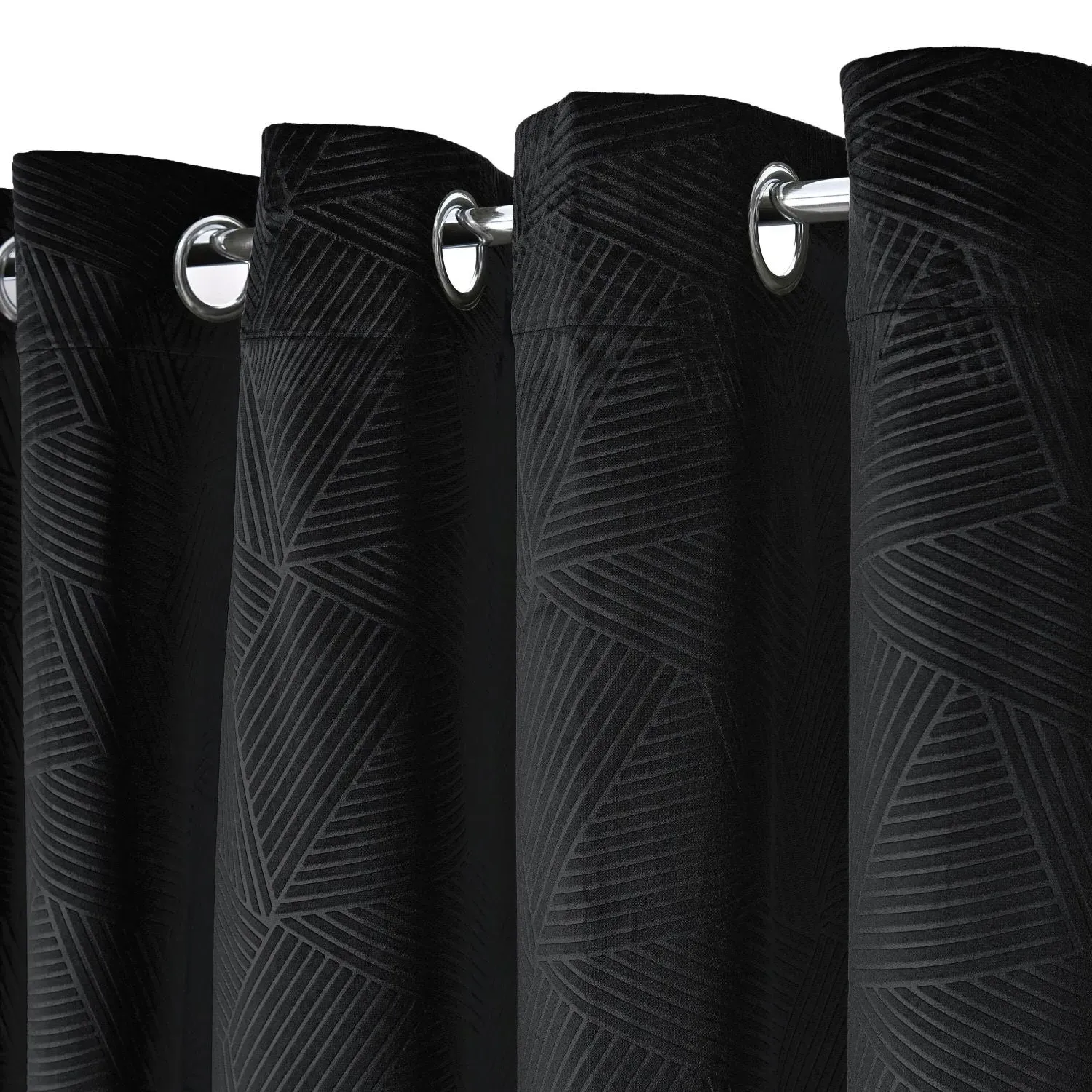 Thermal Eyelet Door Curtain - Black, Velvet alternate view