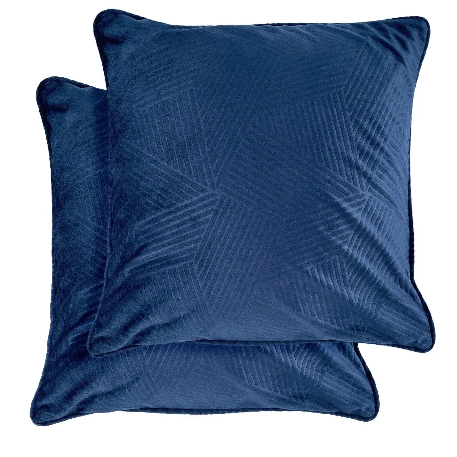 Midnight Embossed Geo Velvet Cushion Covers Pair - Blue product