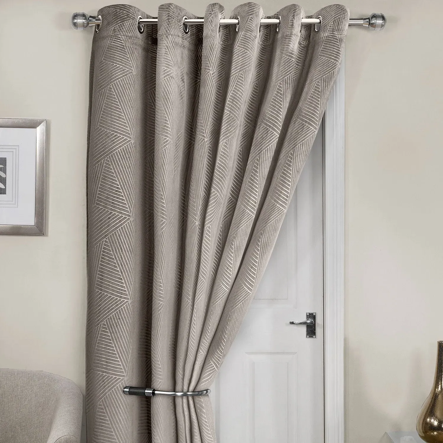 Thermal Eyelet Door Curtain - Stone, Velvet product