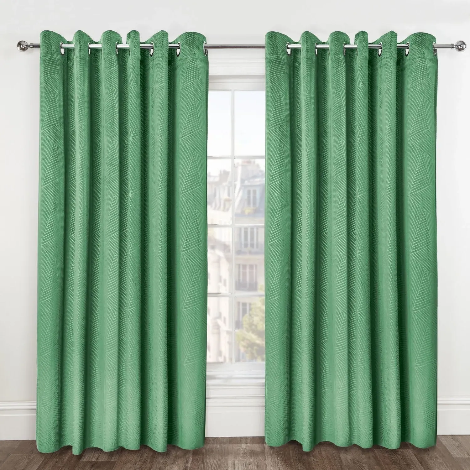 Midnight Velvet Blackout Eyelet Curtains - Green, Polyester product