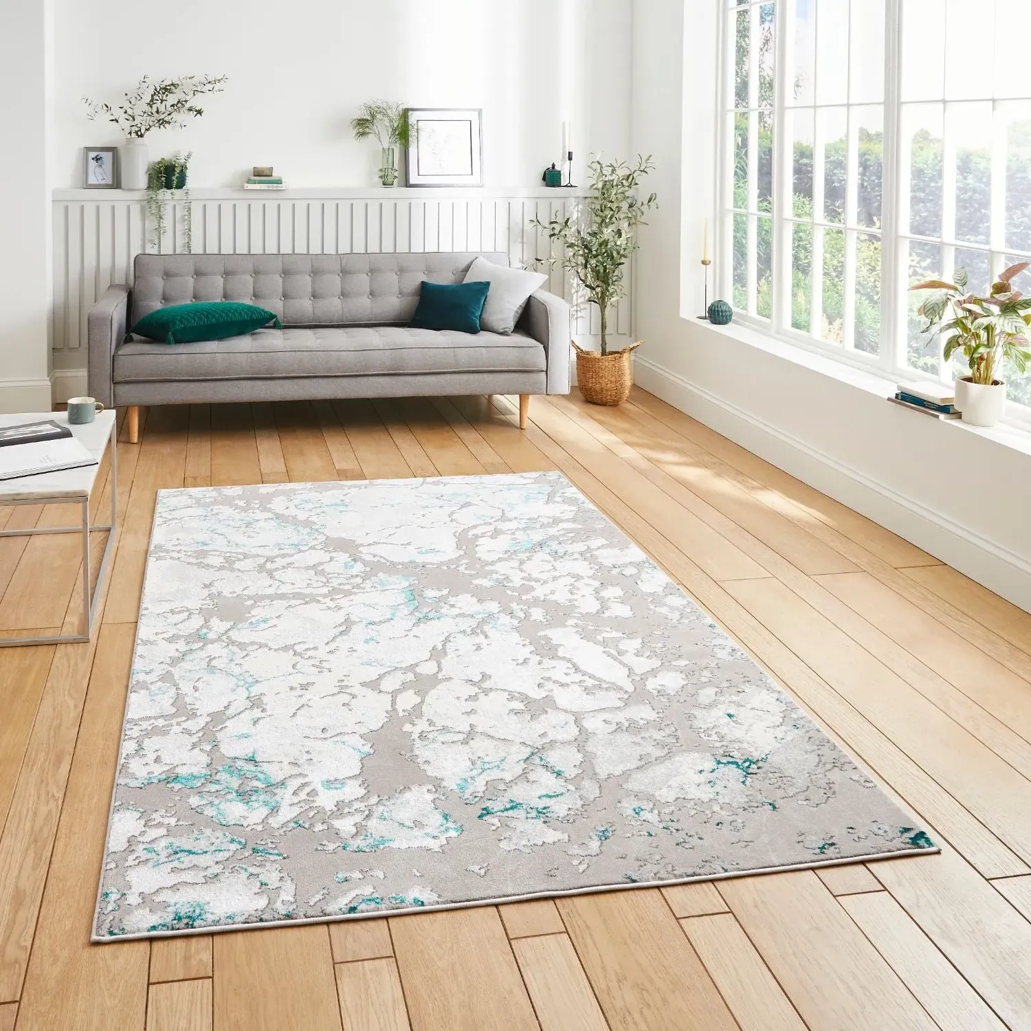 Modern Abstract Rug - Green, Polypropylene