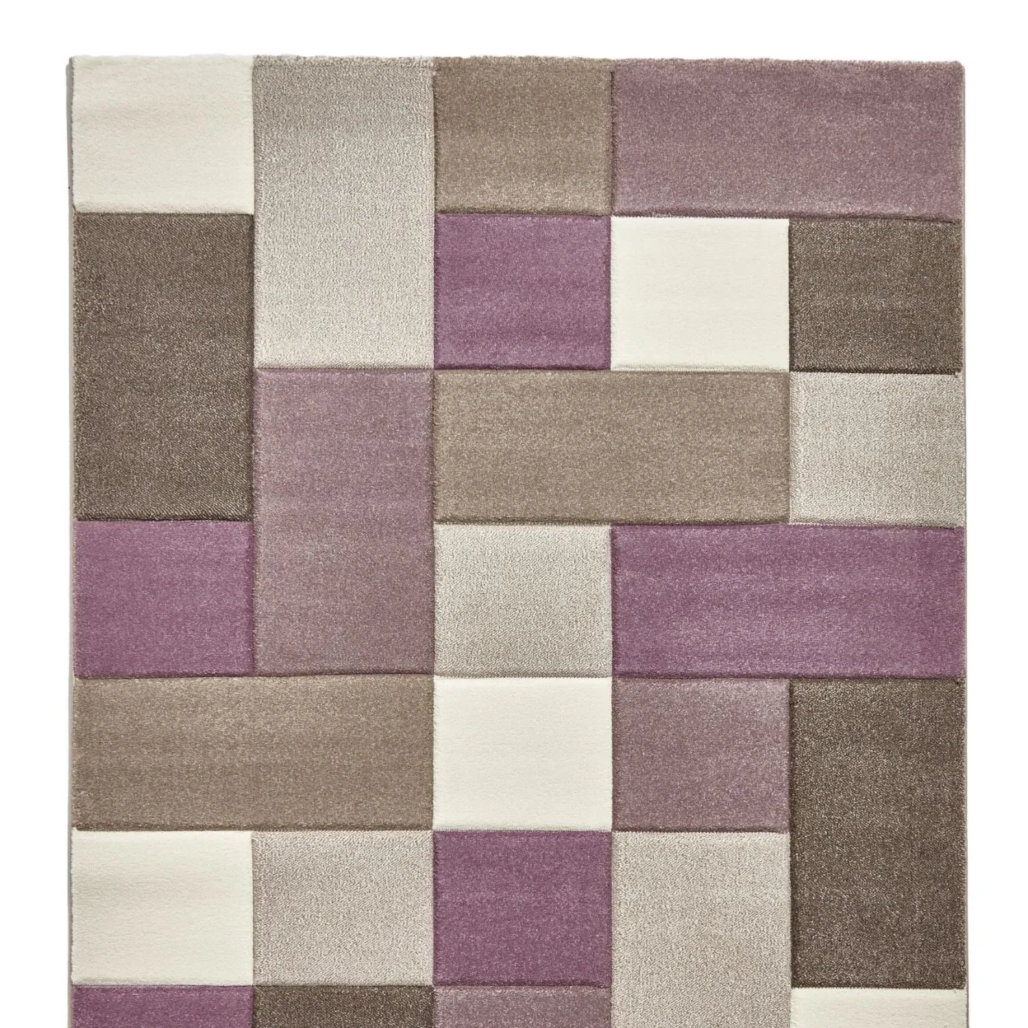 Modern Geometric Rug with Hand-Carved Design - Beige